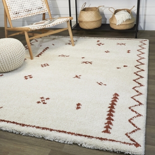 Eila Tribal Shag 7' 10" x 10' Area Rug, Cream/Rust, rollover