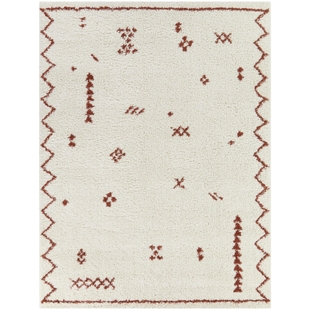 Eila Tribal Shag 7' 10" x 10' Area Rug, Cream/Rust, large