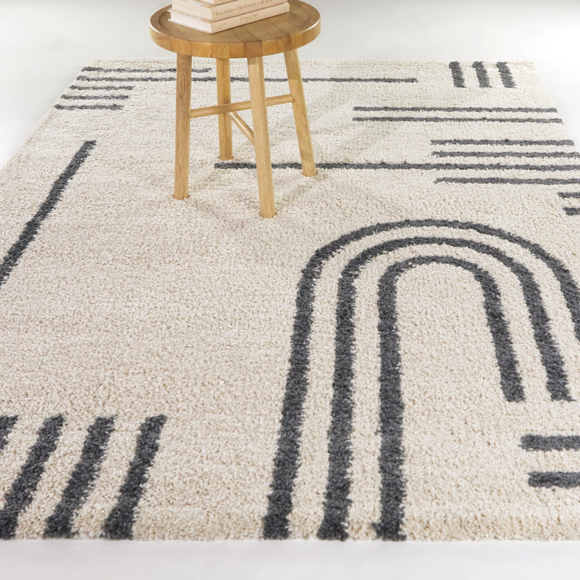 Erin Striped Shag 7' 10" x 10' Area Rug, Gray, rollover