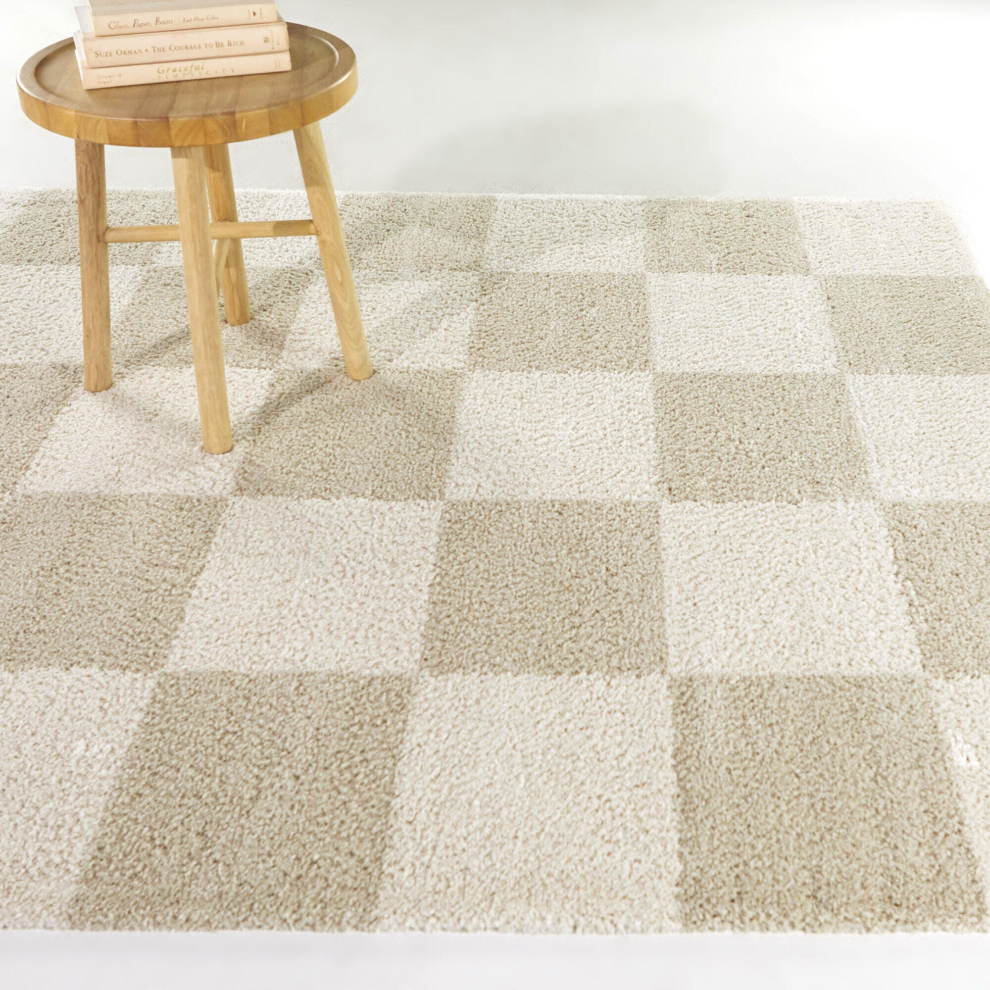 Reinhart Checkered 5' 3" x 7' Area Rug, Beige, rollover