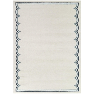 Marinatos Modern Border 5' 3" x 7' Area Rug, Cream, large