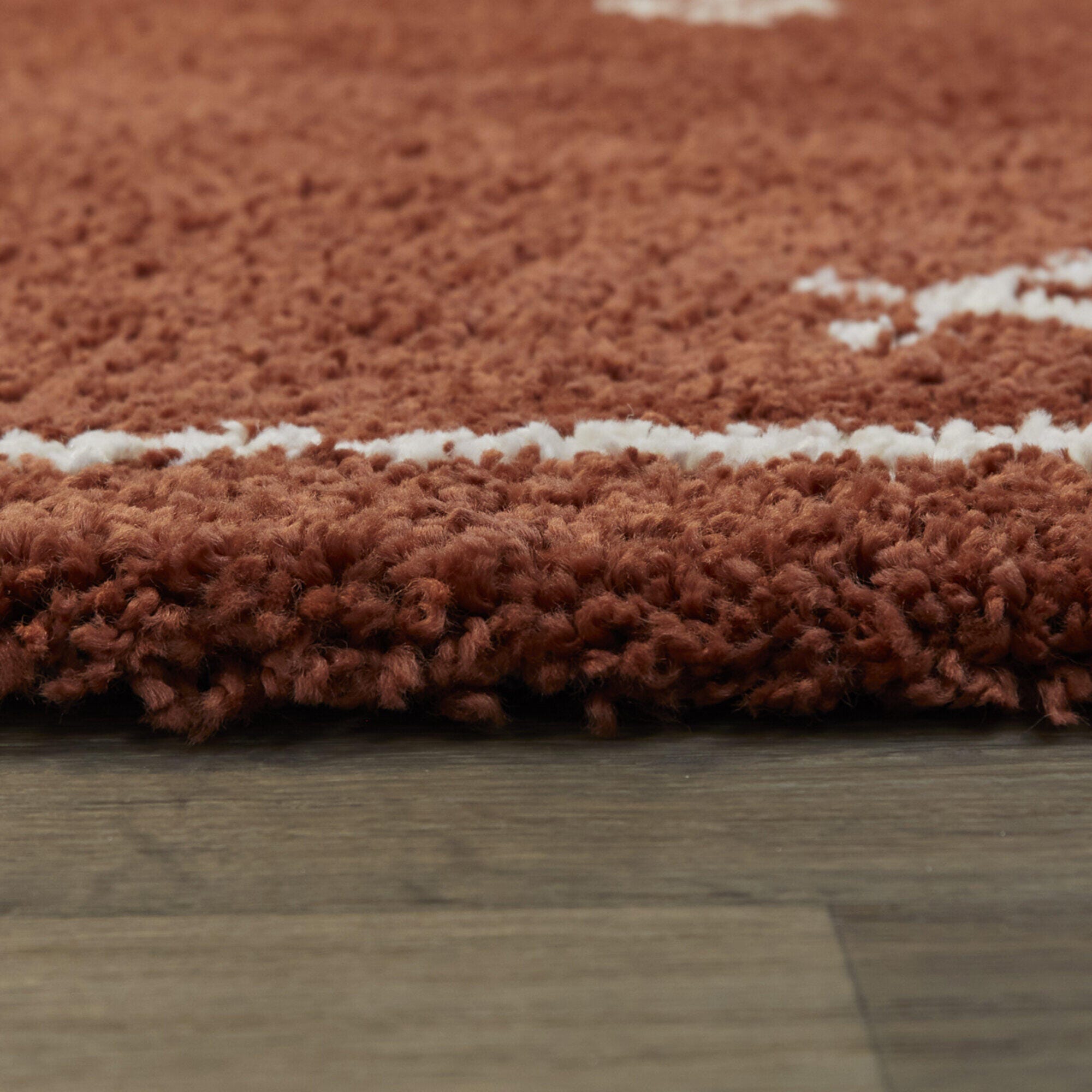Eila Tribal Shag 7' 10" x 10' Area Rug, Rust, large