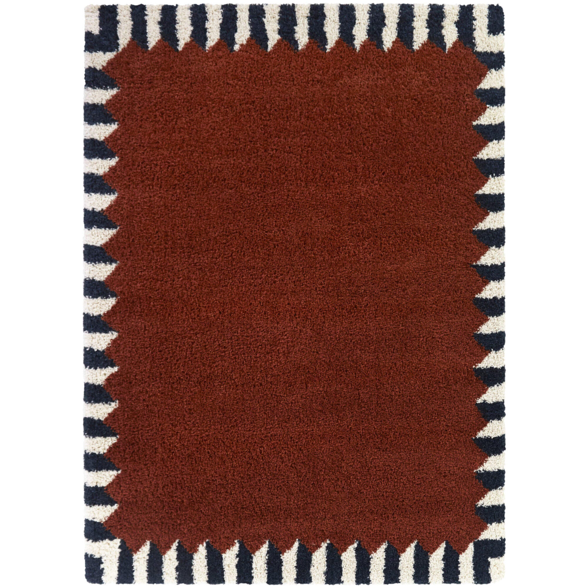 Vasile Border Shag 7' 10" x 10' Area Rug, Rust, large