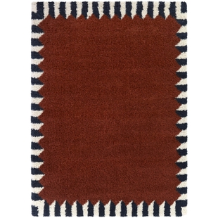 Vasile Border Shag 5' 3" x 7' Area Rug, Rust, large