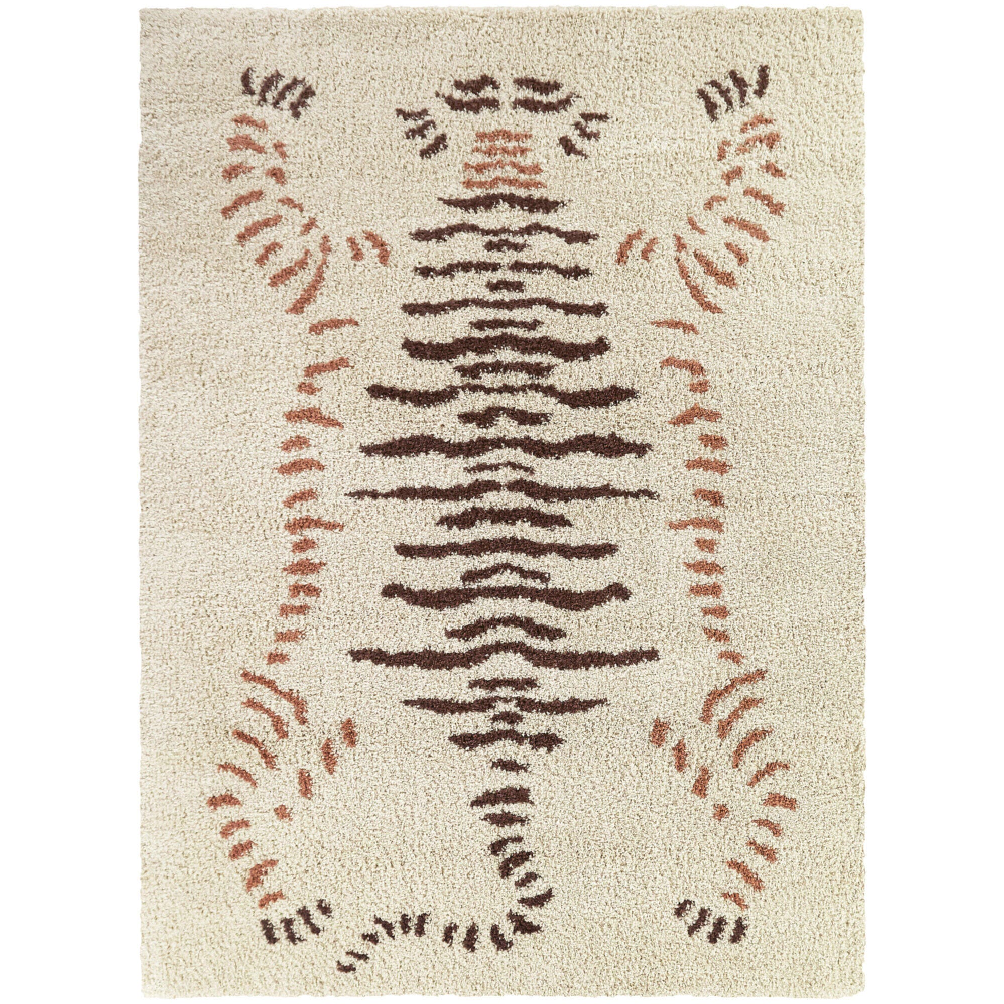 Maja Tiger Shag 5' 3" x 7' Area Rug, Cream, large