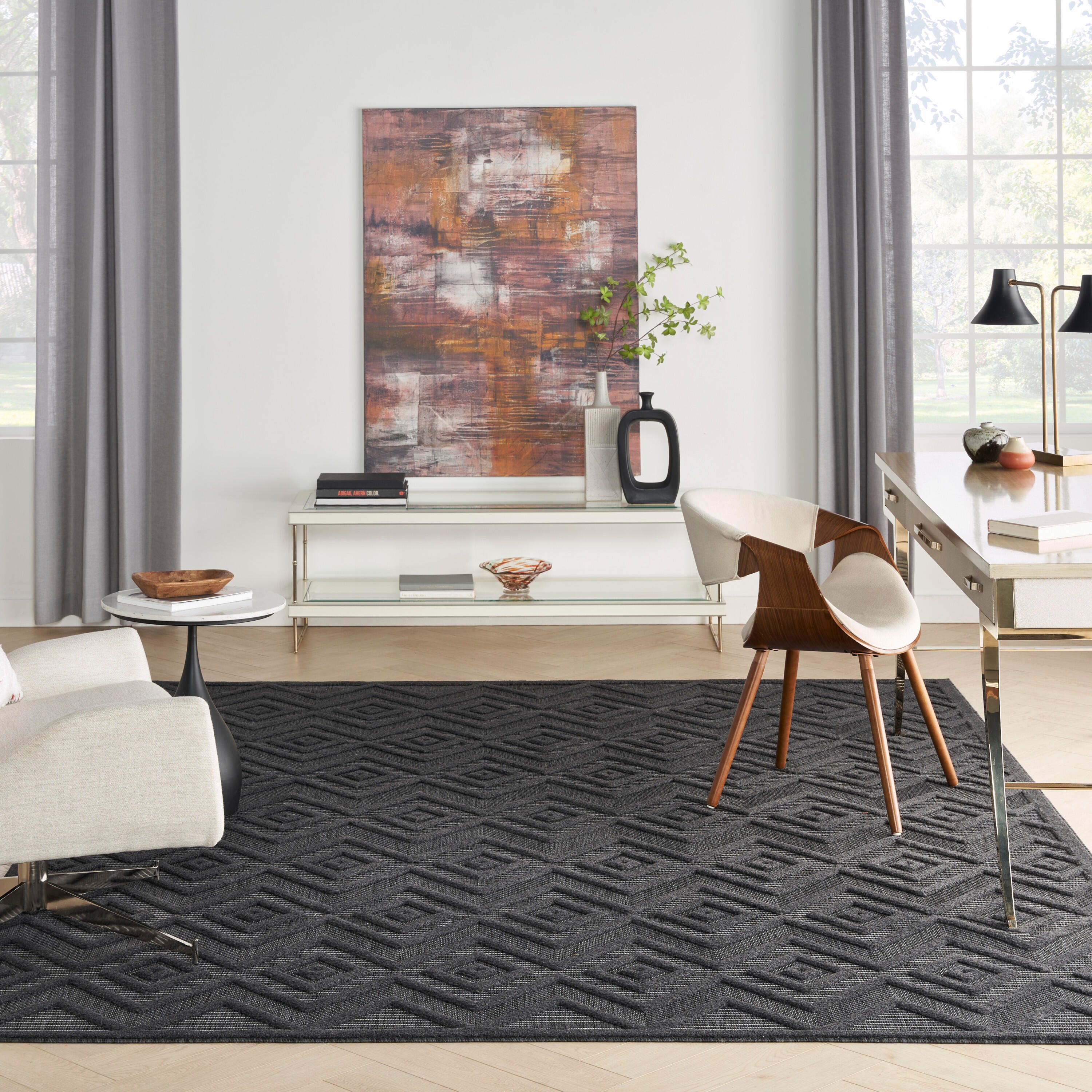 Nourison Home Versa 9' x 12' Area Rug, Charcoal Black, large