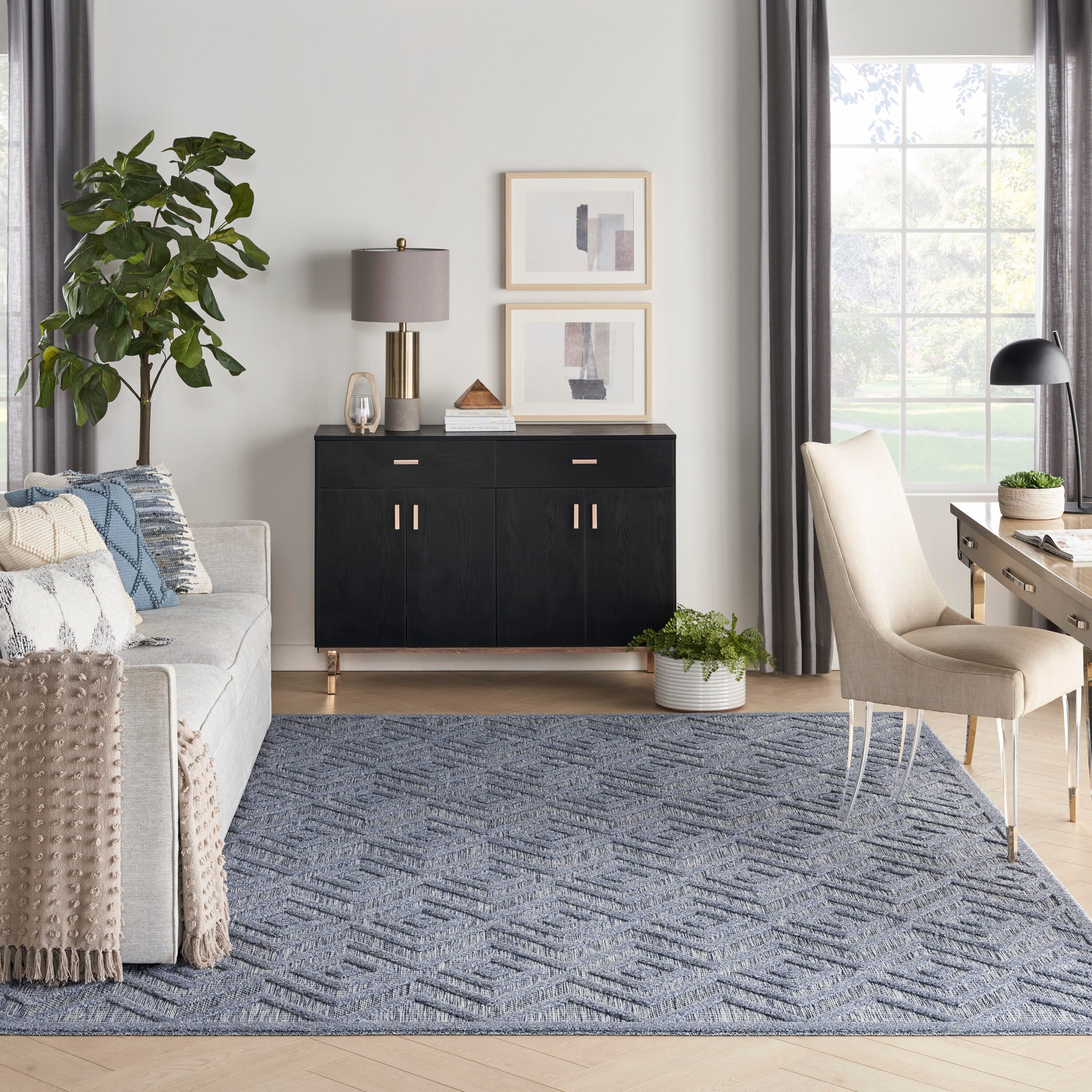 Nourison Home Versa 9' x 12' Area Rug, Denim Blue, large