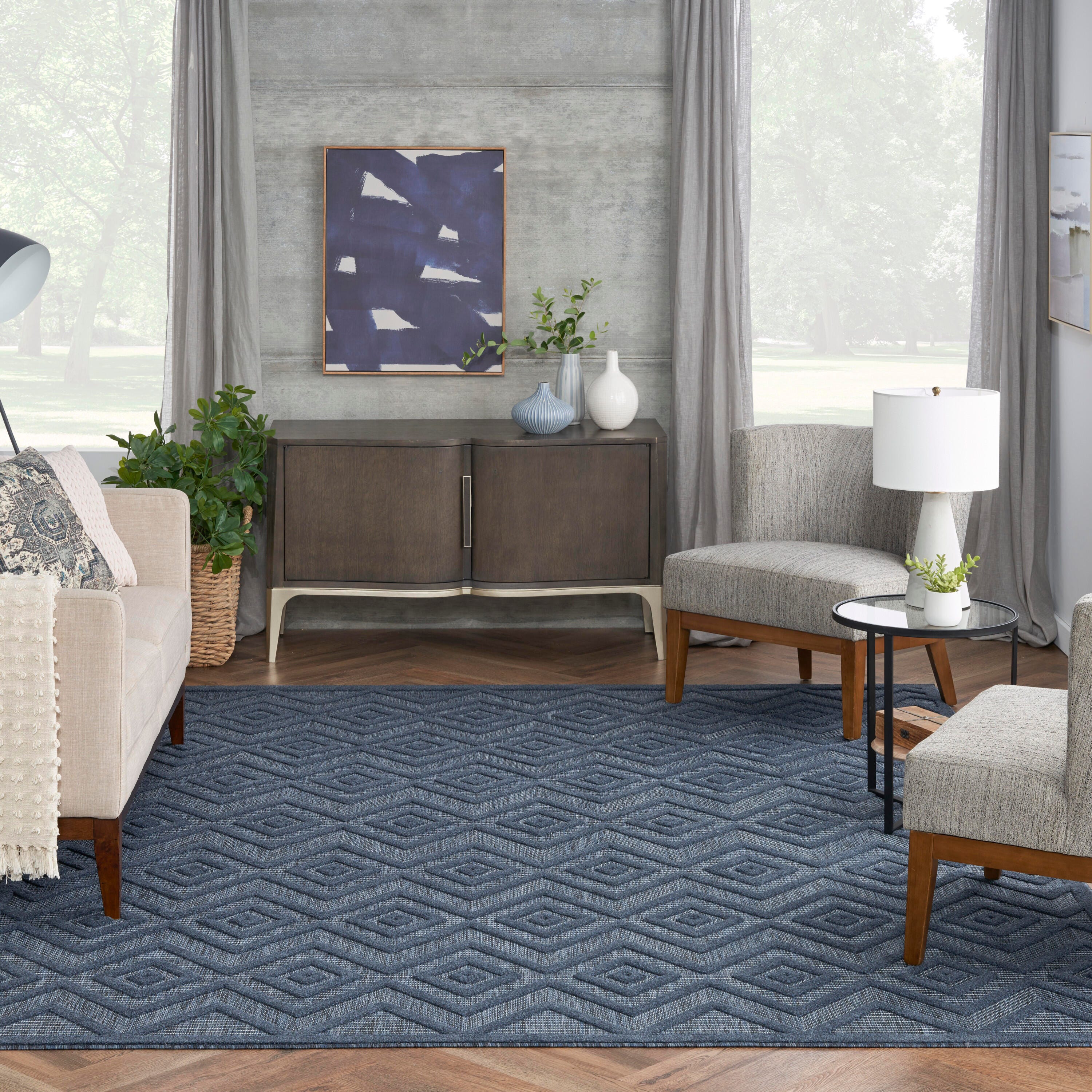 Nourison Home Versa 9' x 12' Area Rug, Navy Blue, large