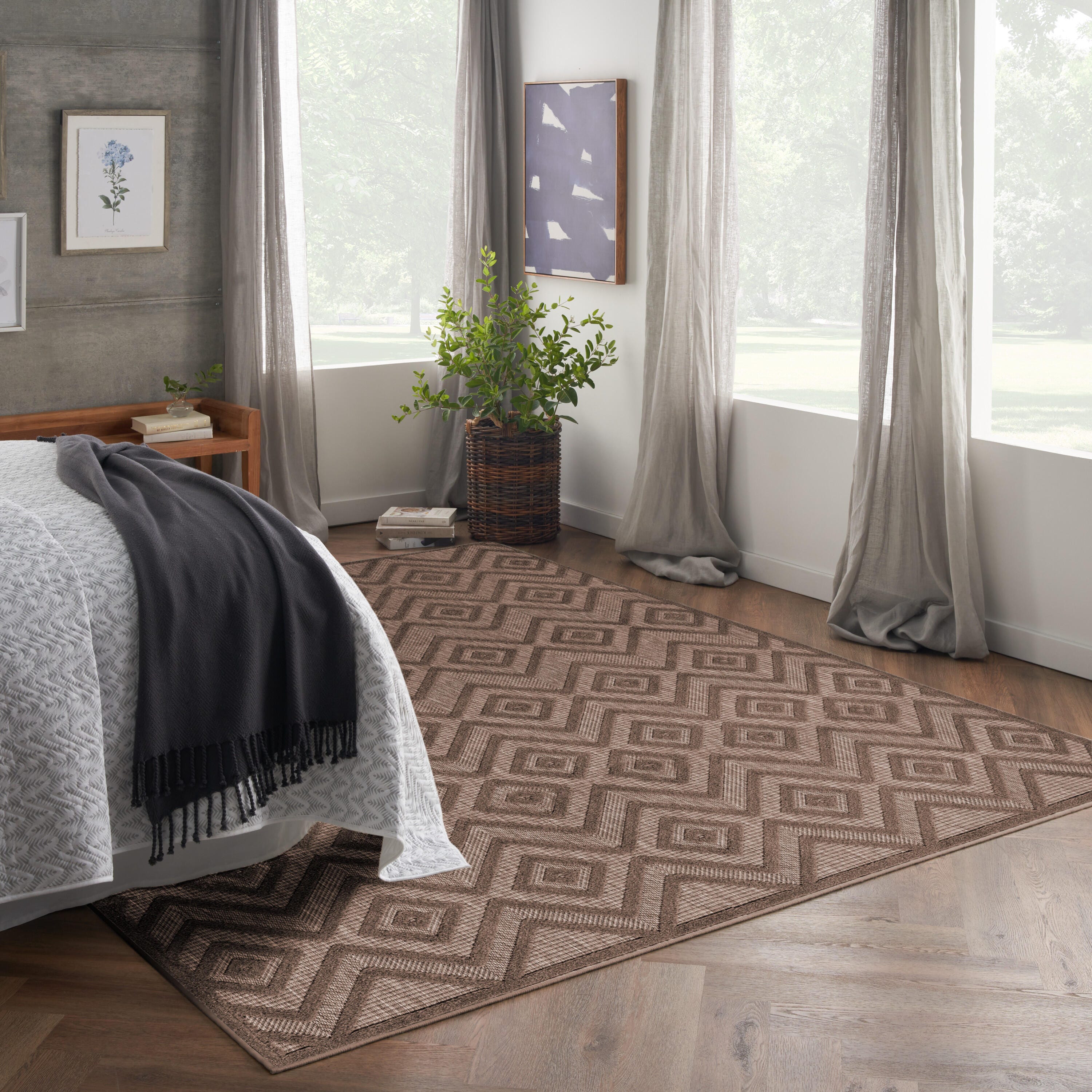 Nourison Home Versa Indoor/Outdoor 9' x 12' Area Rug, Brown