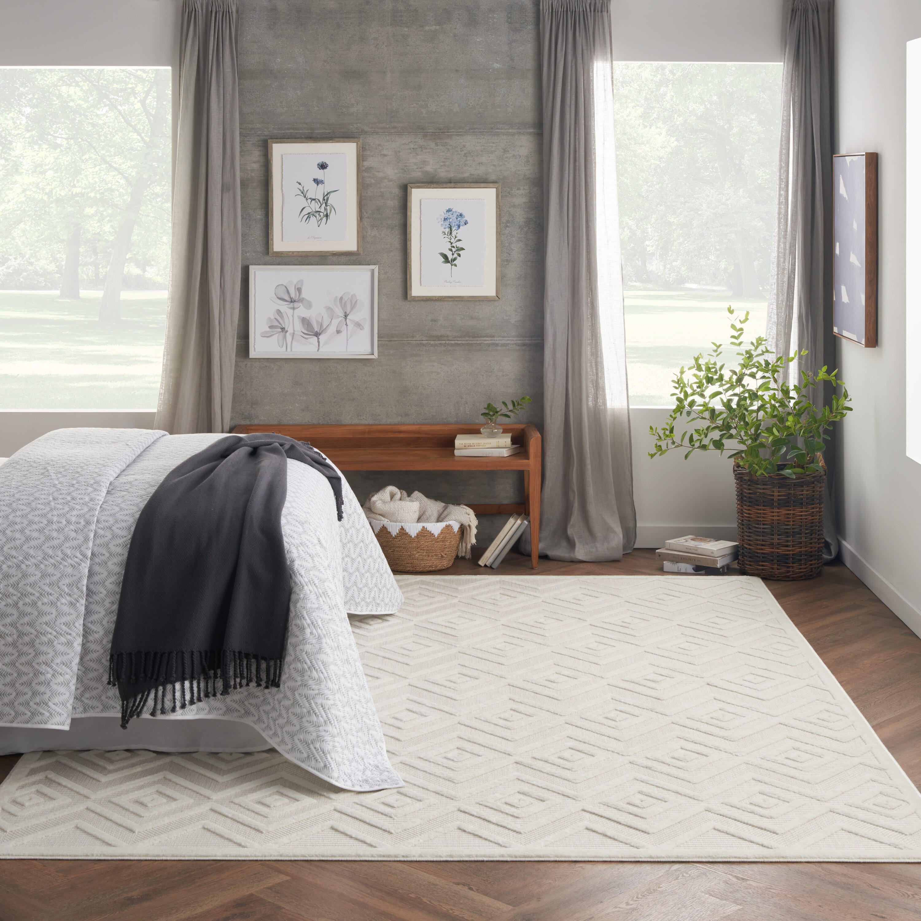 Nourison Home Versa 9' x 12' Area Rug, Ivory/White, large
