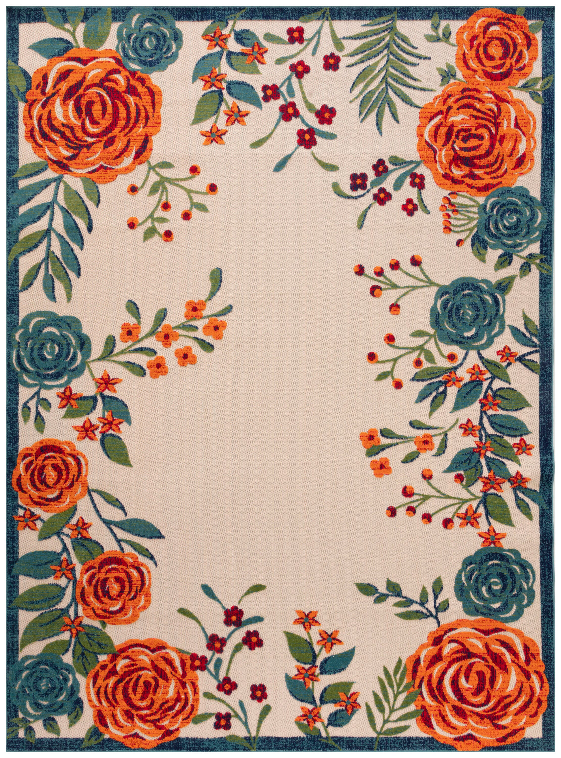Nourison Home Splash 10' X 14' Rose Floral Indoor/Outdoor Area Rug, Ivory/Multi, large