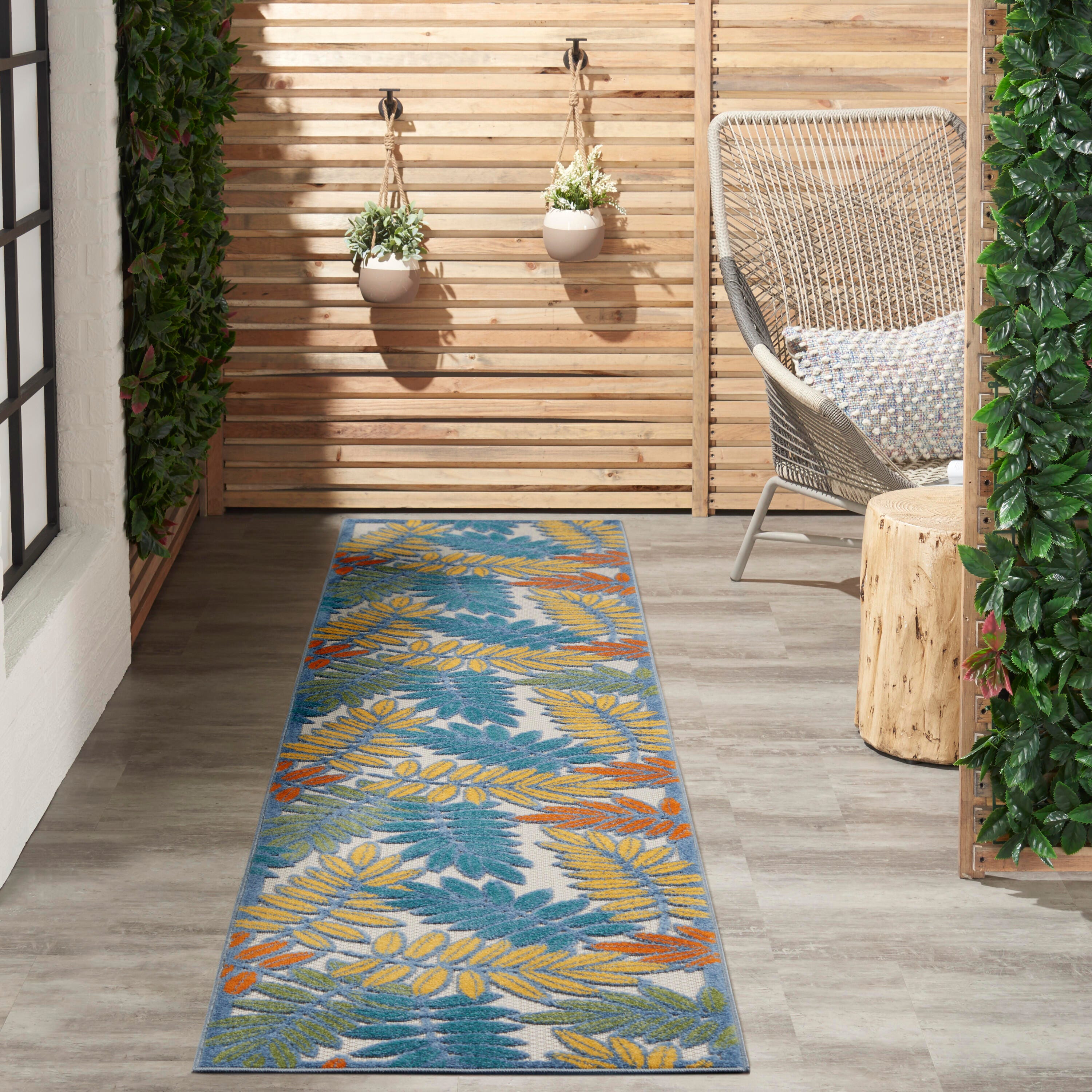 Nourison Home Splash 2'3" X 10' Botanical Pattern Runner, Ivory/Multi, large