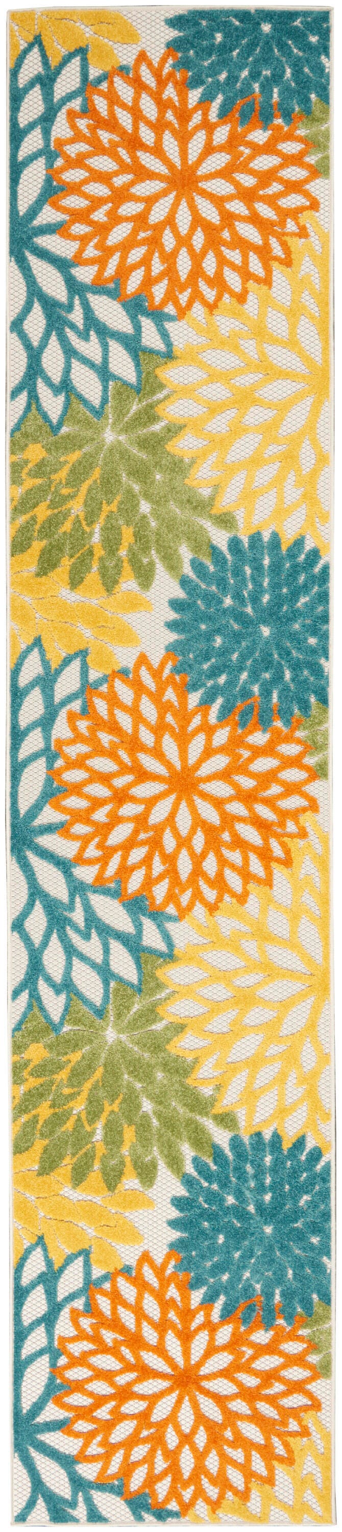 Nourison Home Splash 2'3" X 10' Dahlia Floral Runner, Turquoise/Multi, large