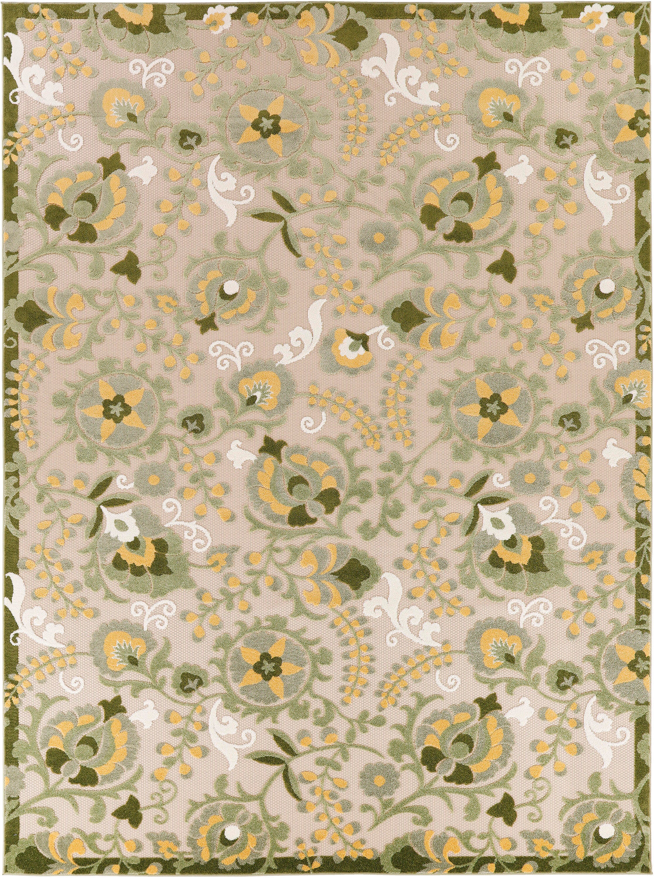 Nourison Home Splash 10' X 14' Leafy Vines Indoor/Outdoor Area Rug, Ivory/Green, large