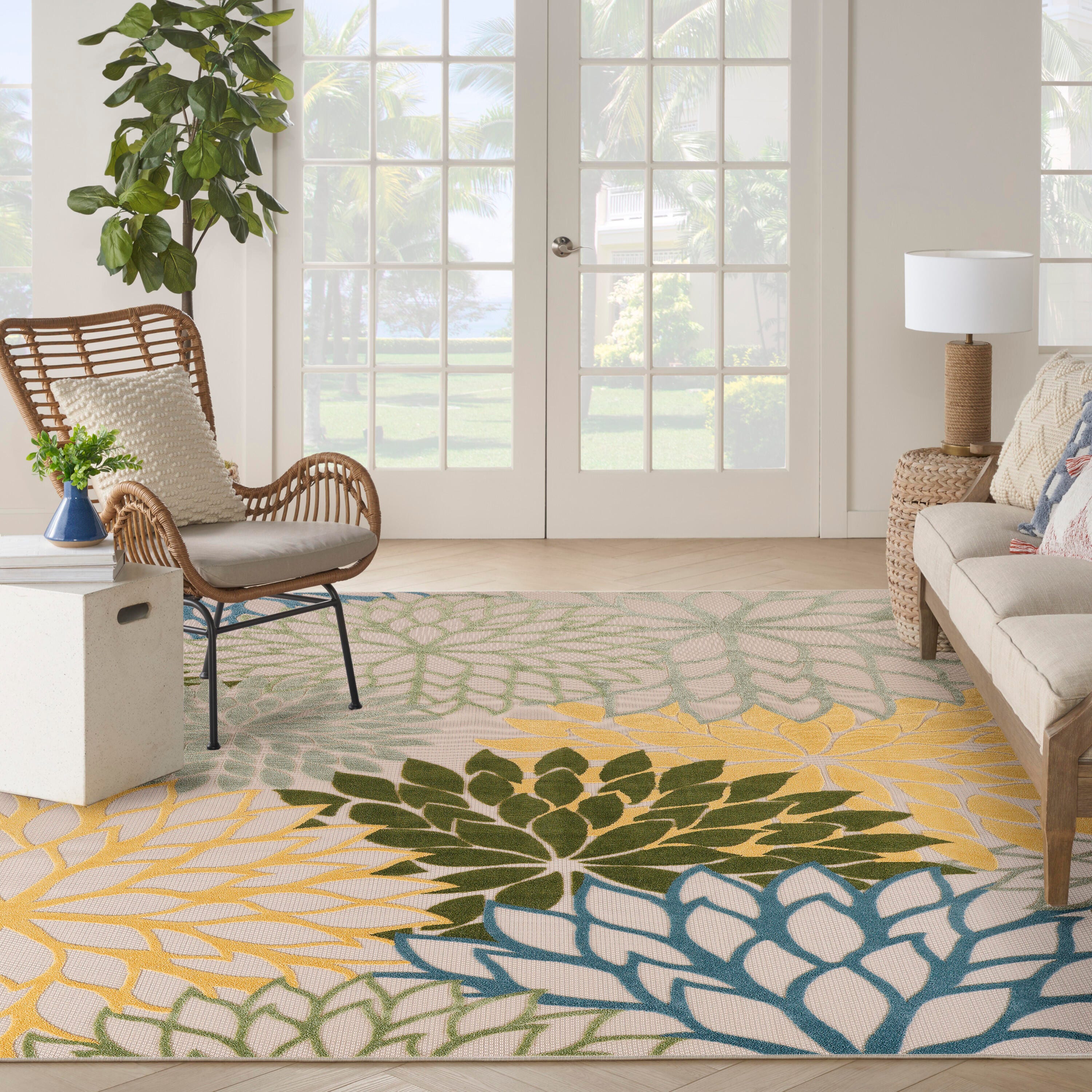 Nourison Home Splash 10' X 14' Dahlia Floral Area Rug, Green/Multi, large