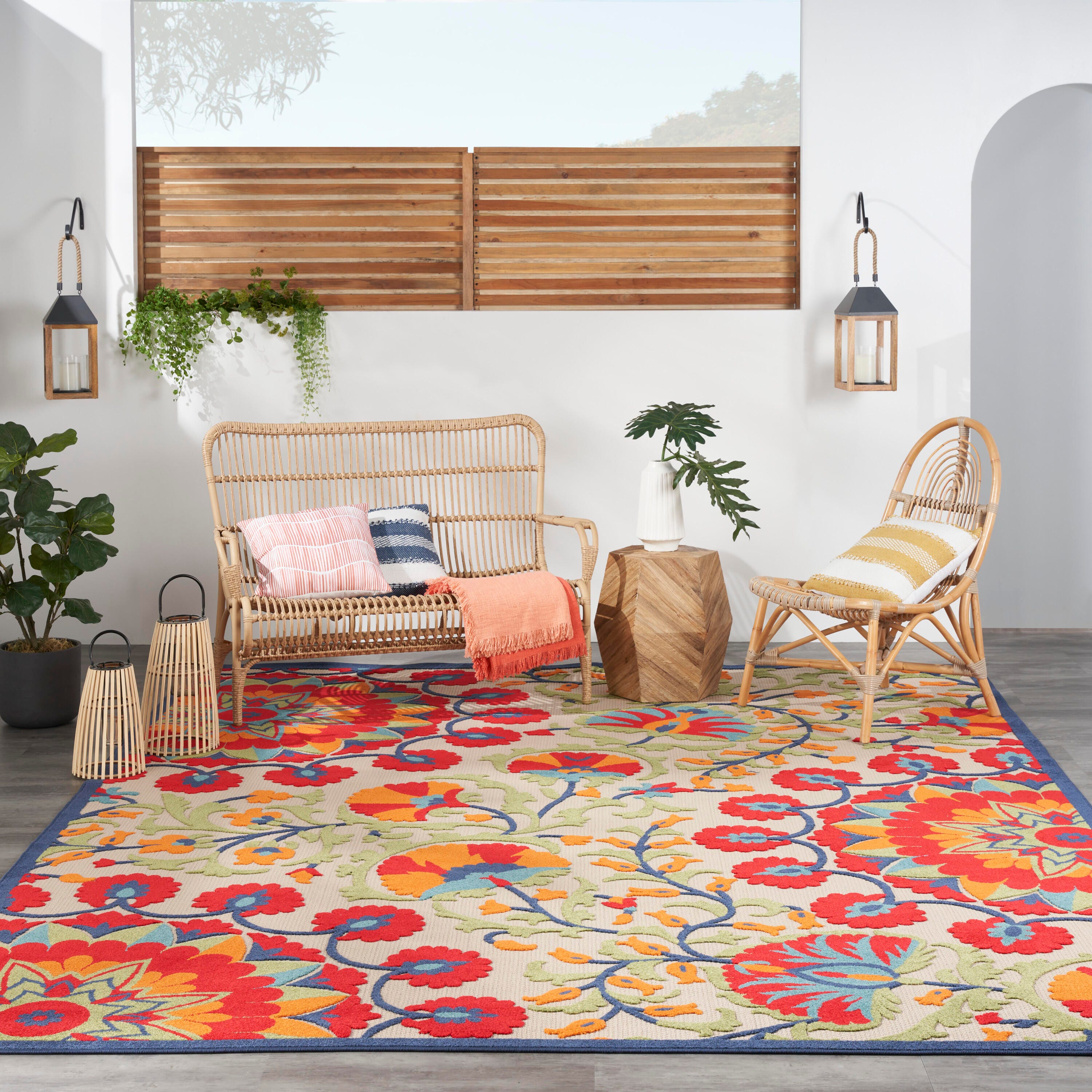 Nourison Home Splash 10' X 14' Rosette Area Rug, Red/Multi, large