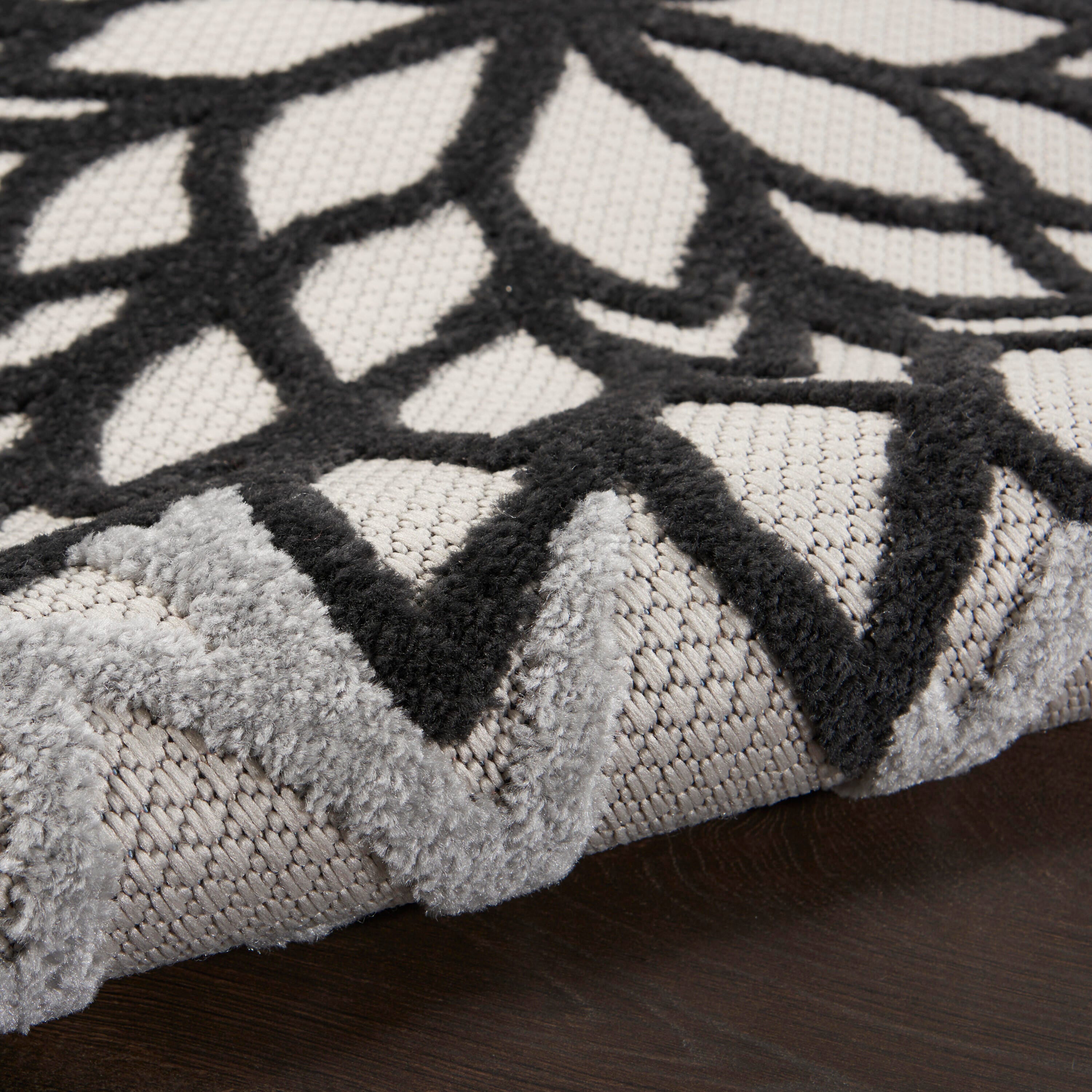 Nourison Home Splash 2'3" X 12' Dahlia Floral Runner, Black/White, large