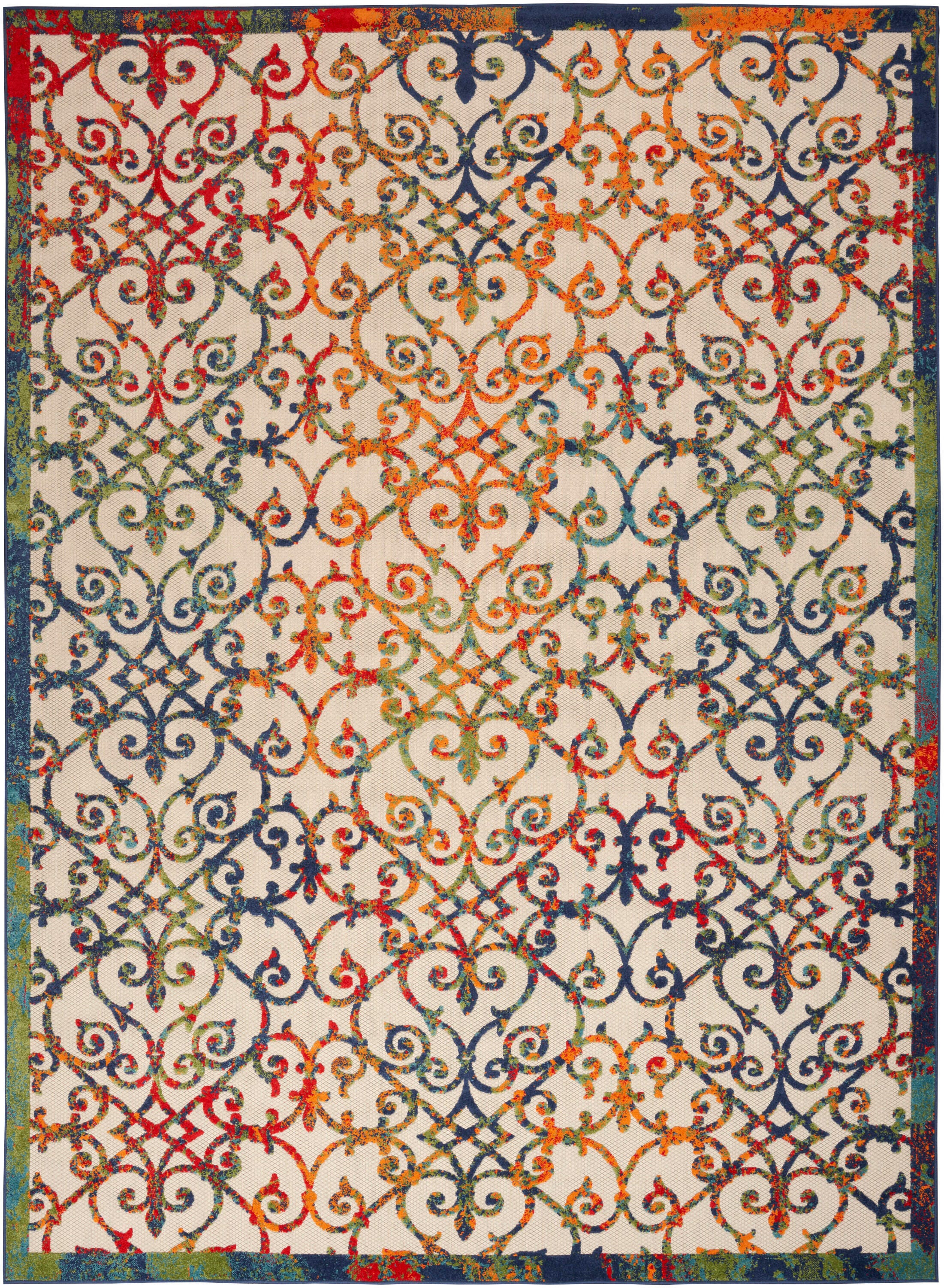 Nourison Home Splash 10' X 14' Geometric Area Rug, Ivory/Blue, large