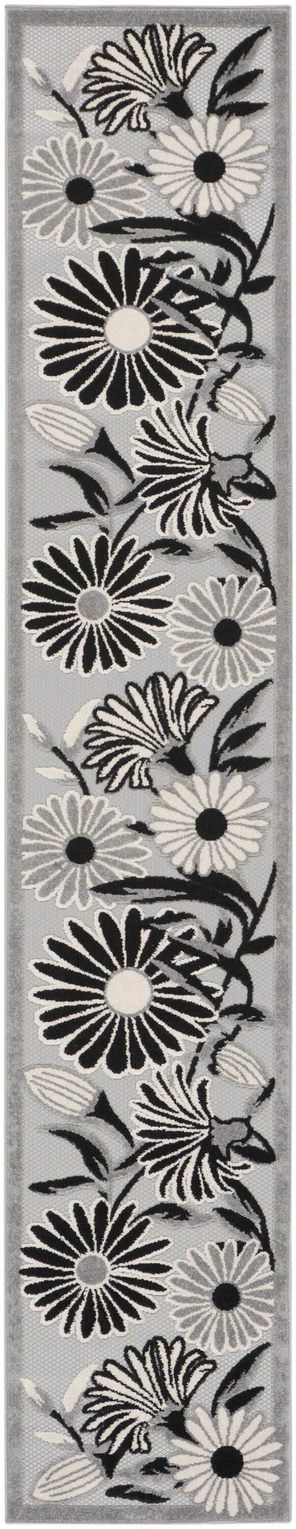 Nourison Home Splash 2'3" X 12' Daisy Floral Runner, Black/White, large