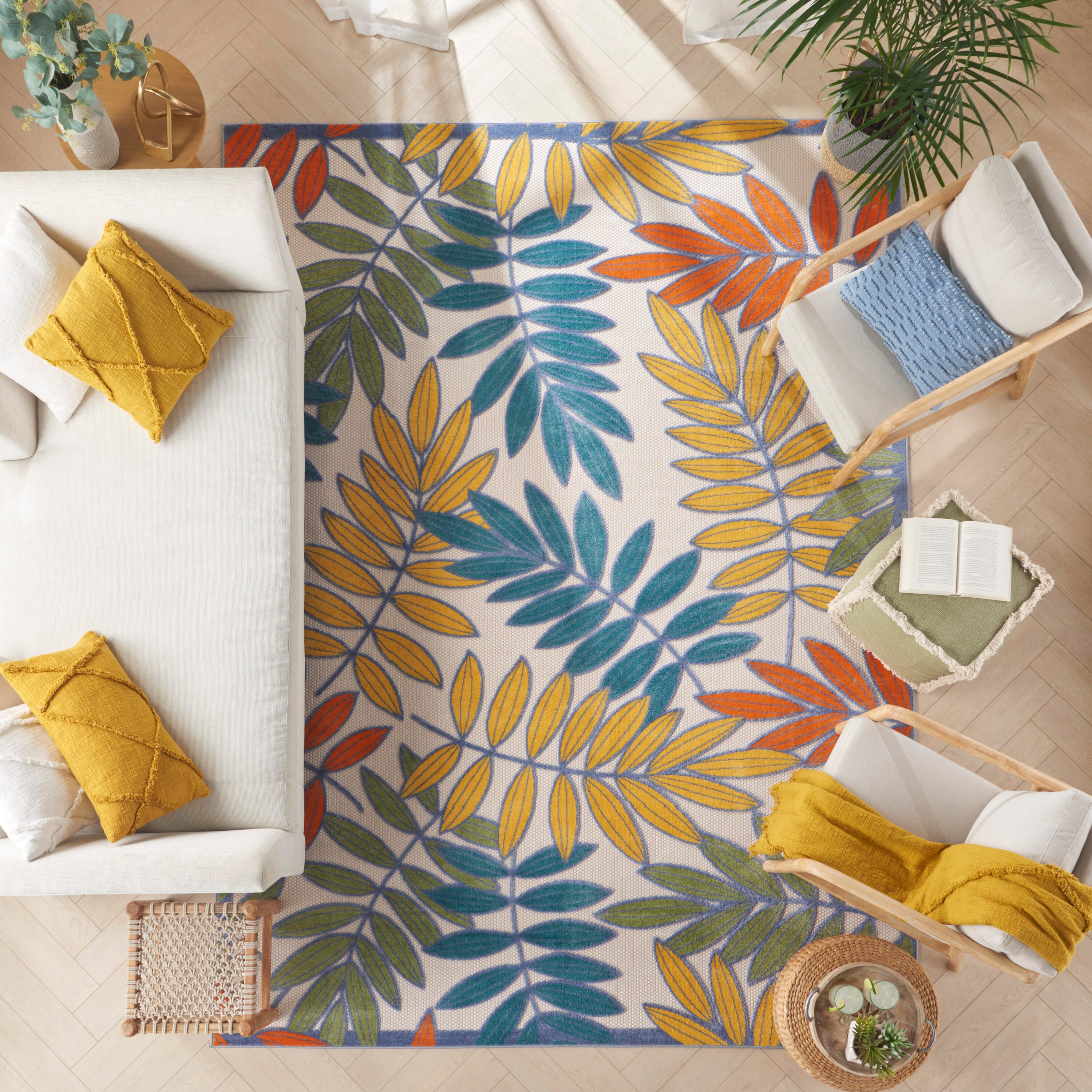Nourison Home Splash 10' X 14' Botanical Pattern Area Rug, Ivory/Multi, large