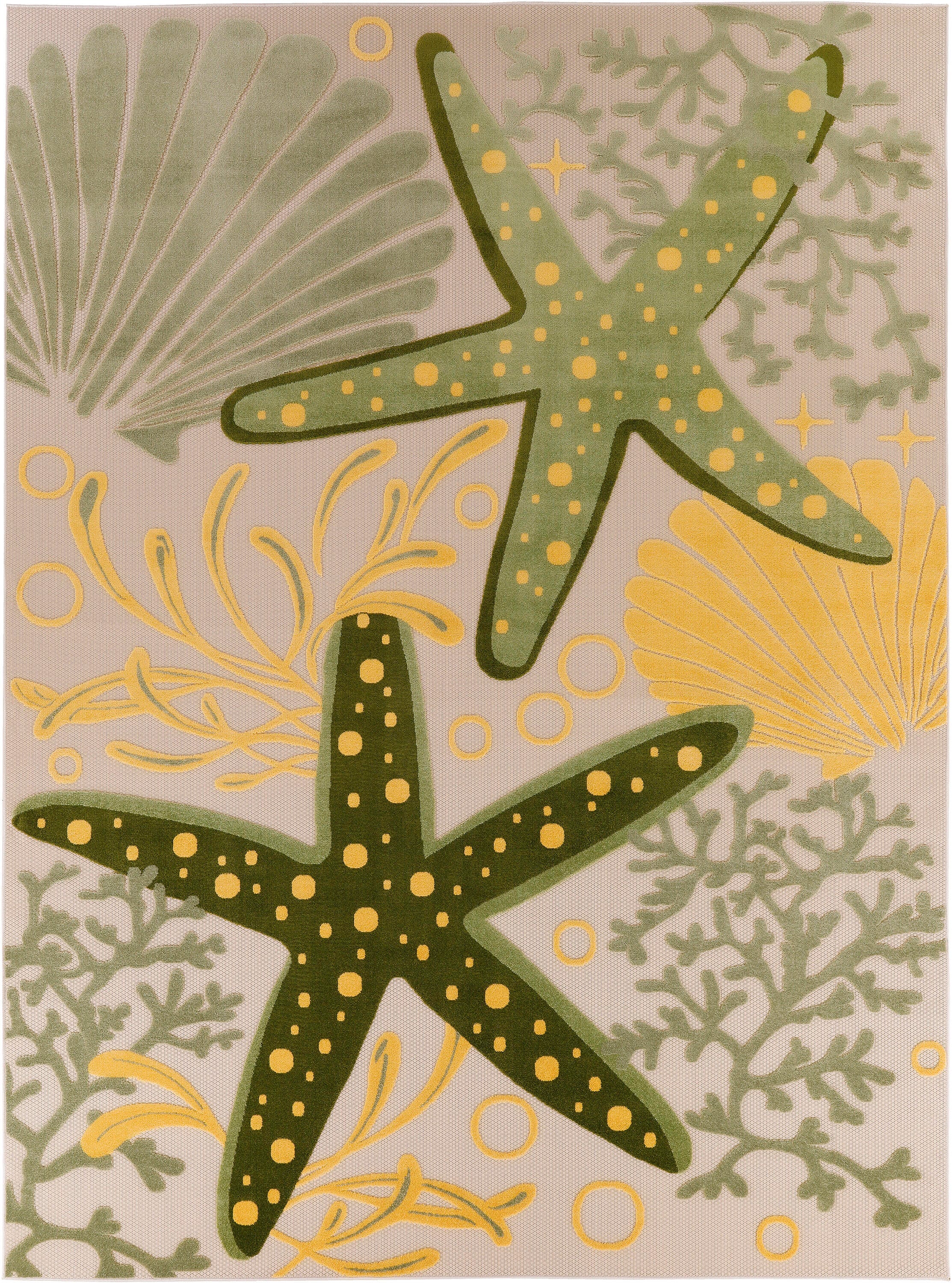Nourison Home Splash 10' X 14' Sea Star Indoor/Outdoor Area Rug, Green/Yellow, large