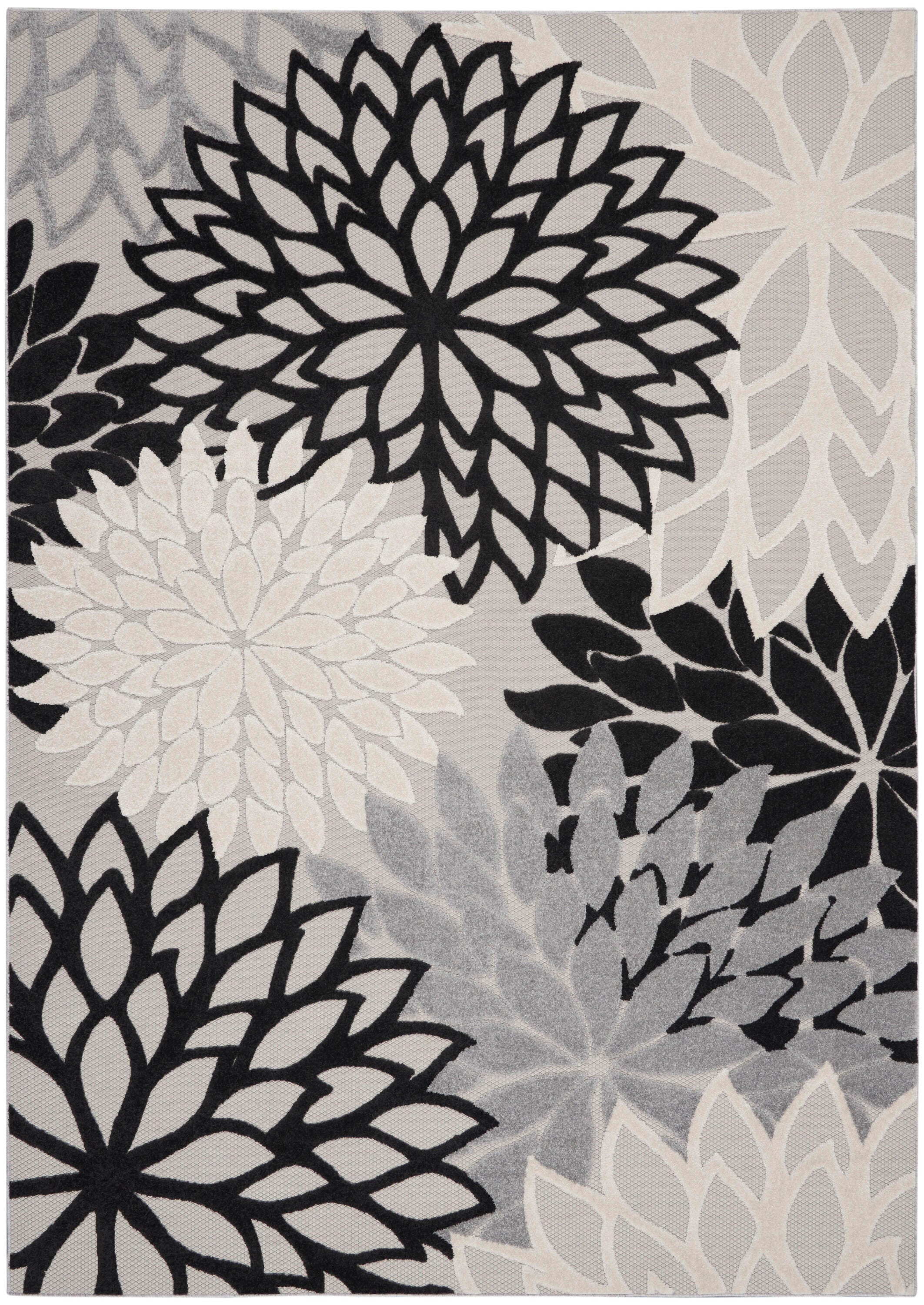Nourison Home Splash 12' X 15' Dahlia Floral Area Rug, Black/White, large