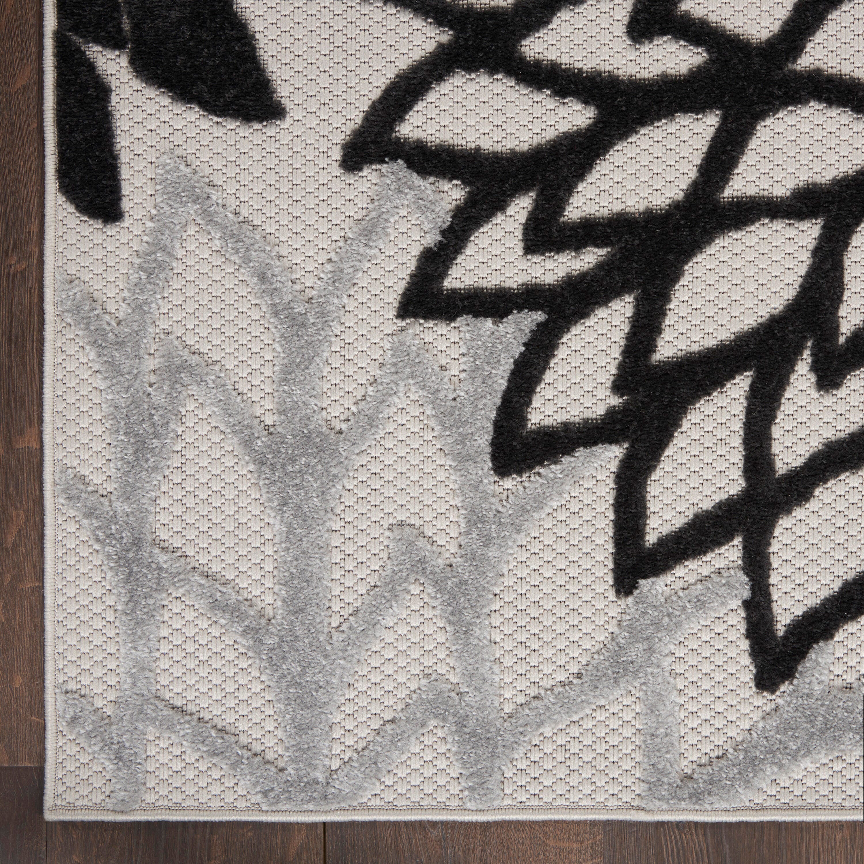 Nourison Home Splash 12' X 15' Dahlia Floral Area Rug, Black/White, large
