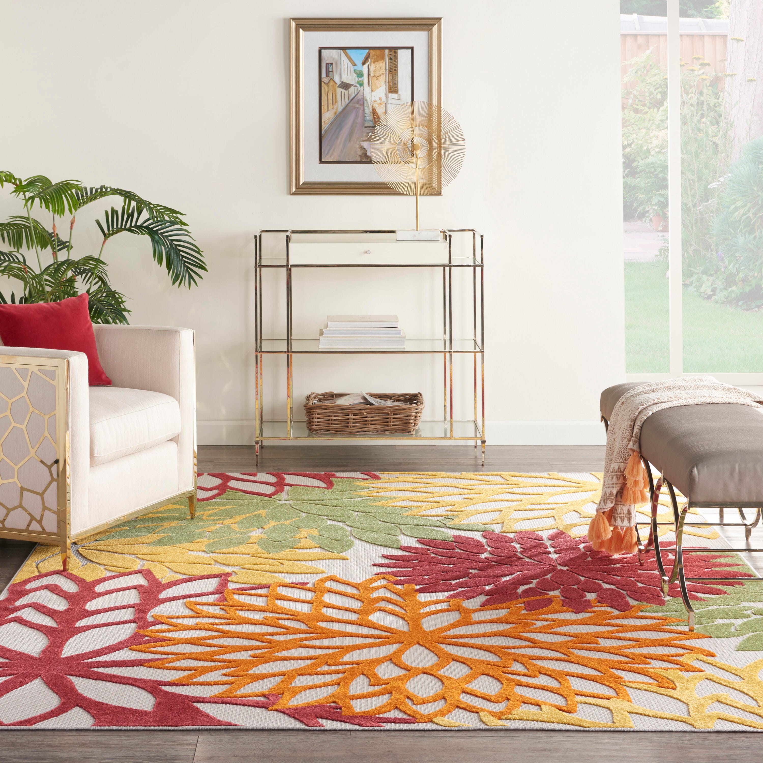 Nourison Home Splash 12' X 15' Dahlia Floral Area Rug, Red/Multi, large