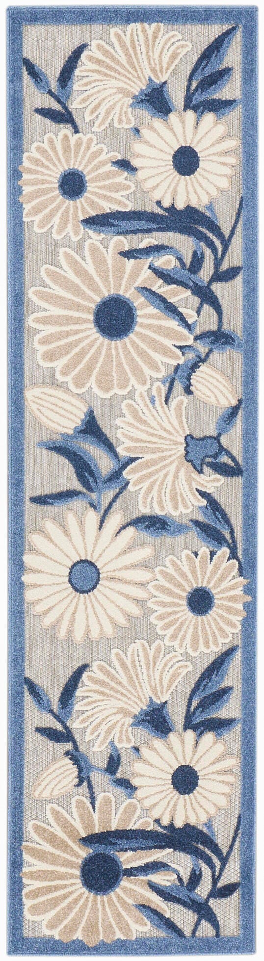 Nourison Home Splash 2'3" X 12' Daisy Floral Runner, Blue/Gray, large