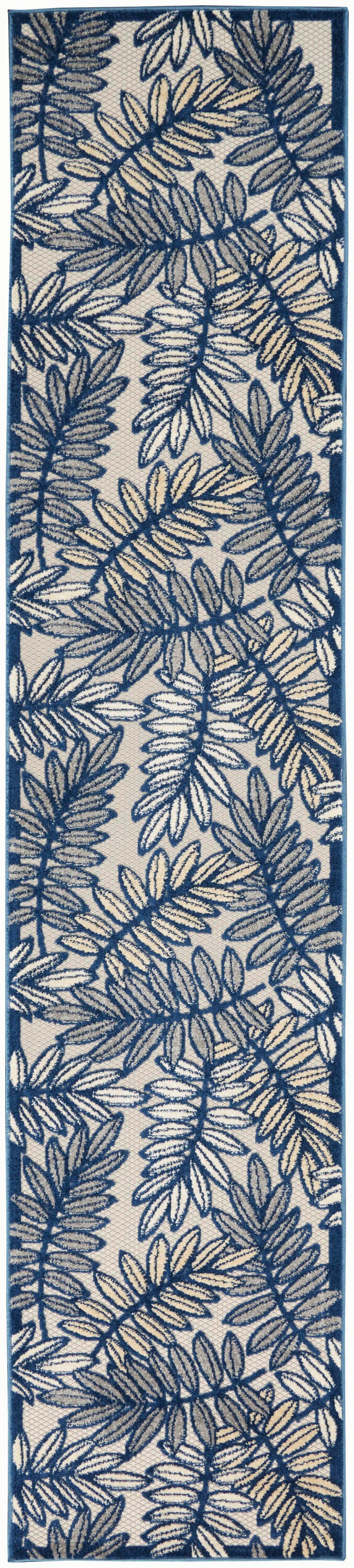 Nourison Home Splash 2'3" X 12' Botanical Pattern Runner, Ivory/Navy, large