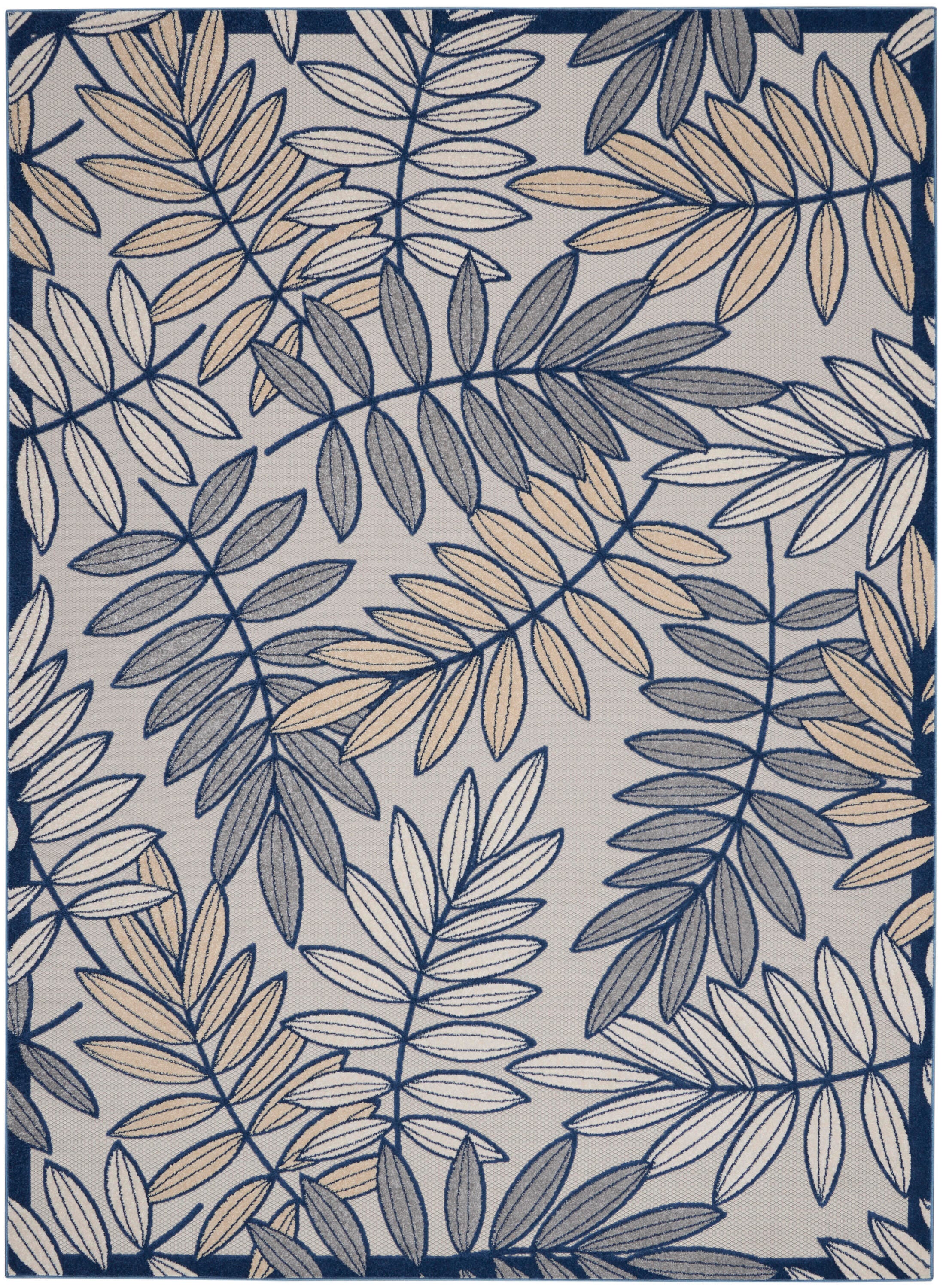Nourison Home Splash 12' X 15' Botanical Pattern Area Rug, Ivory/Navy, large