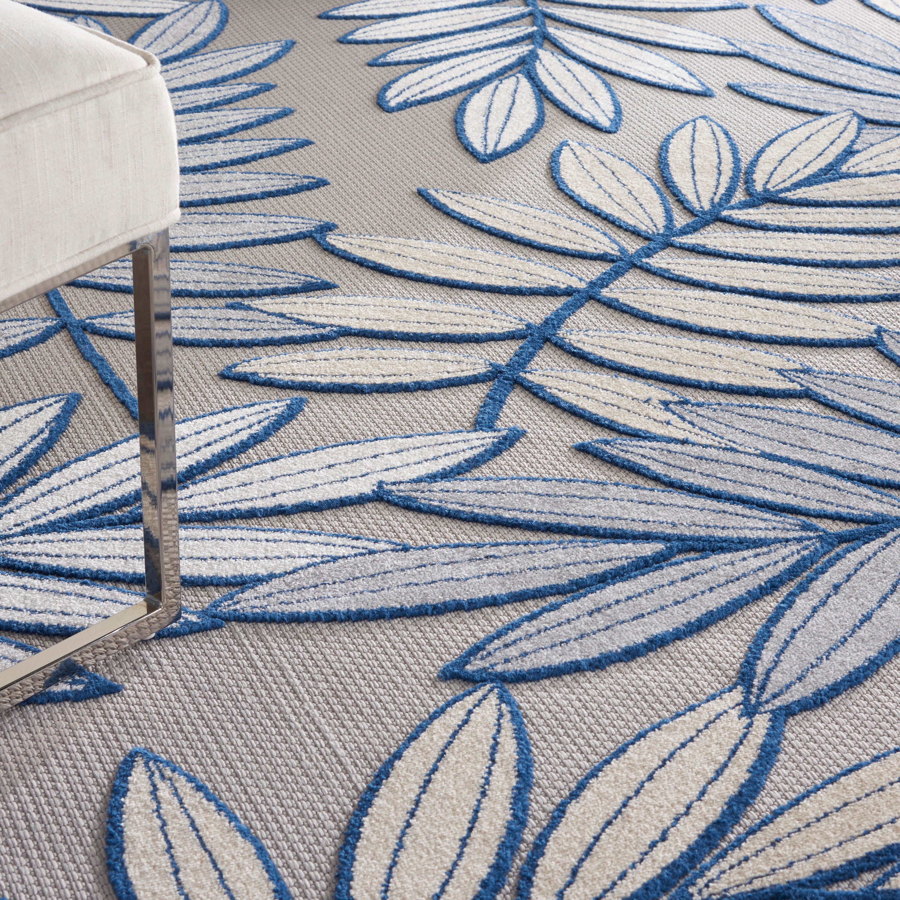 Nourison Home Splash 12' X 15' Botanical Pattern Area Rug, Ivory/Navy, large