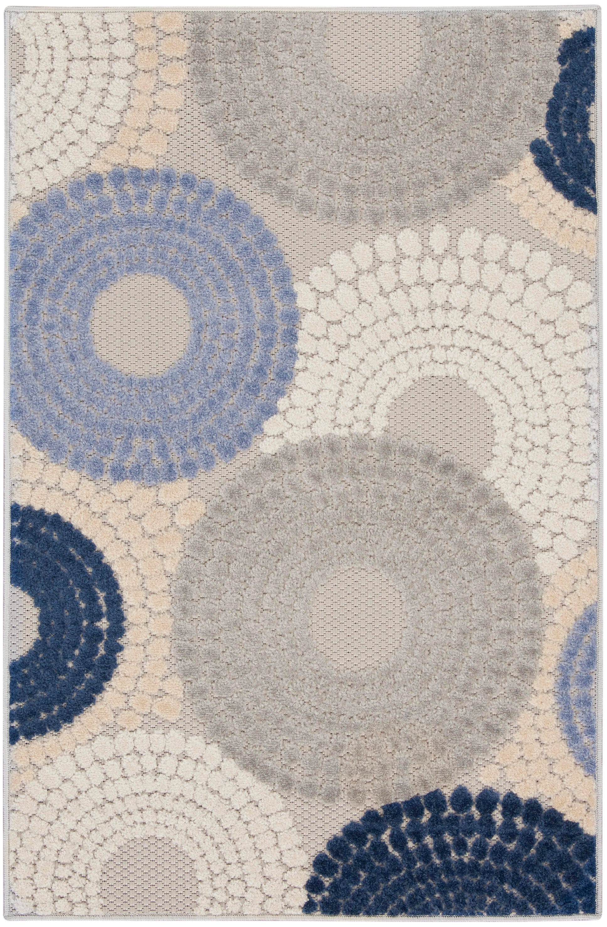 Nourison Home Splash 2'8" X 4' Circular Floral Area Rug, Blue/Gray, large