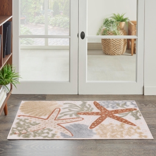 Nourison Home Splash 2'8" X 4' Sea Star Indoor/Outdoor Area Rug, Ivory/Multi, rollover