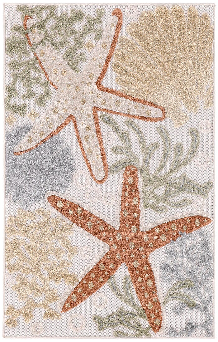 Nourison Home Splash 2'8" X 4' Sea Star Indoor/Outdoor Area Rug, Ivory/Multi, large