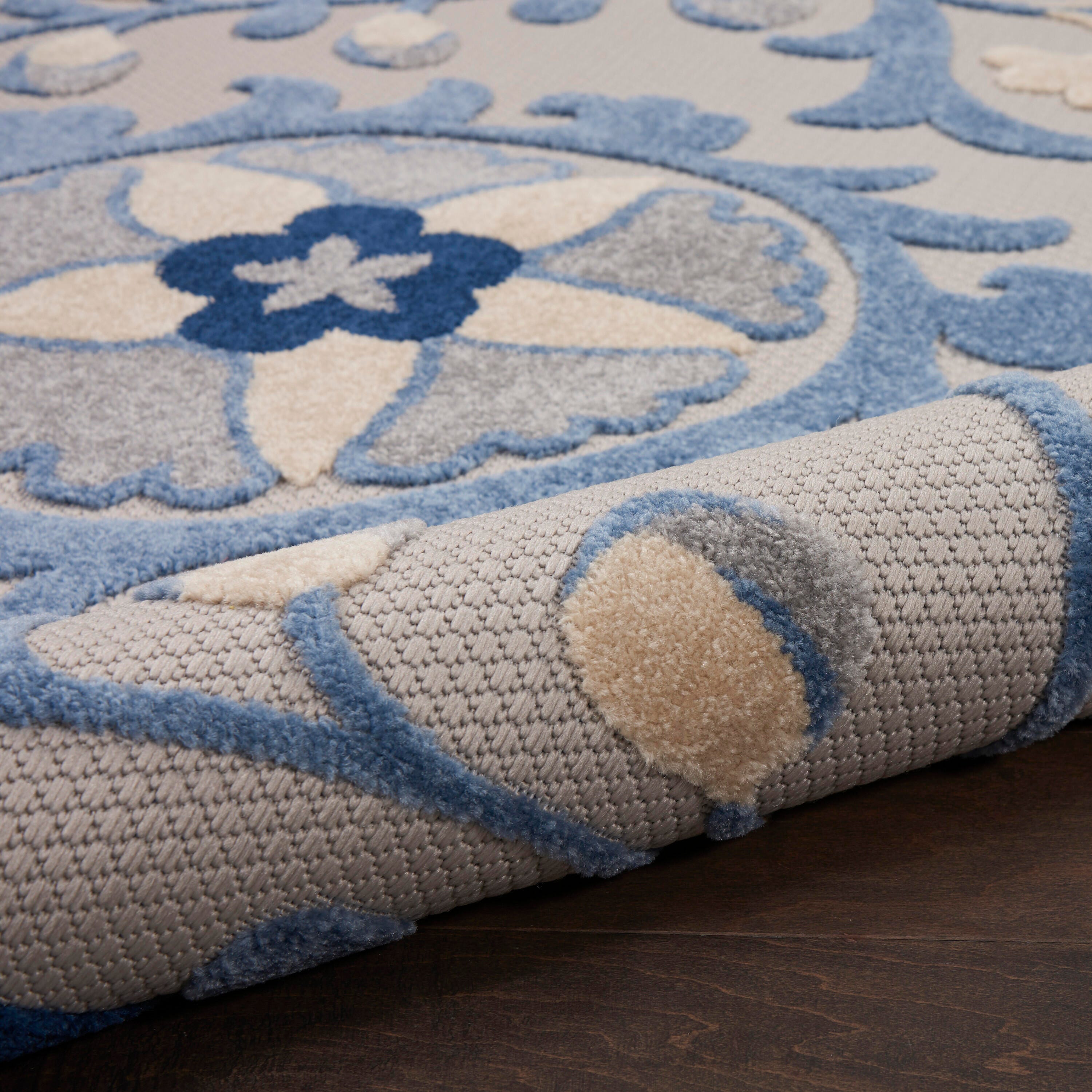 Nourison Home Splash 2'3" X 12' Leafy Vines Runner, Blue/Gray, large