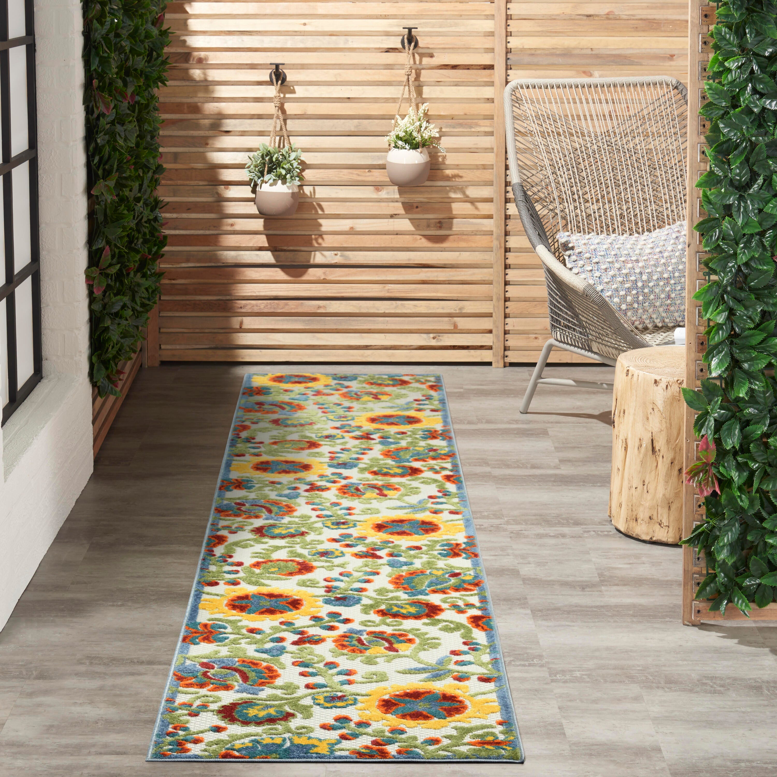 Nourison Home Splash 2'3" X 12' Leafy Vines Runner, Ivory/Multi, large