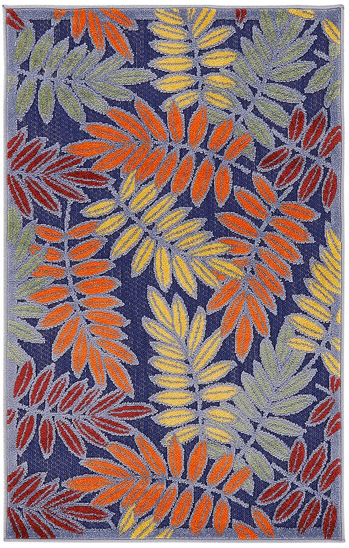Nourison Home Splash 2'8" X 4' Botanical Pattern Indoor/Outdoor Area Rug, Navy/Multi, large