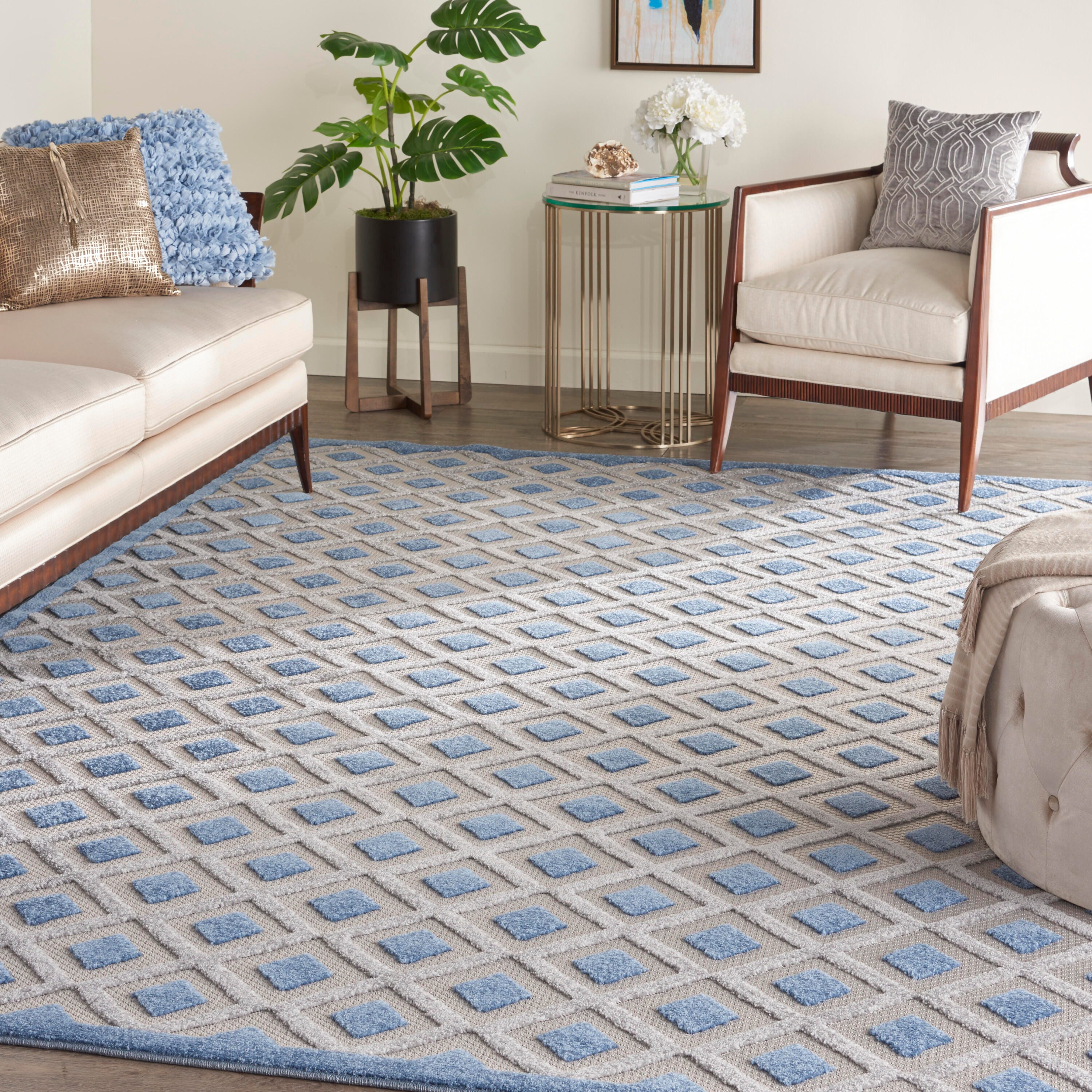 Nourison Home Splash 12' X 15' Diamond Area Rug, Blue/Gray, rollover