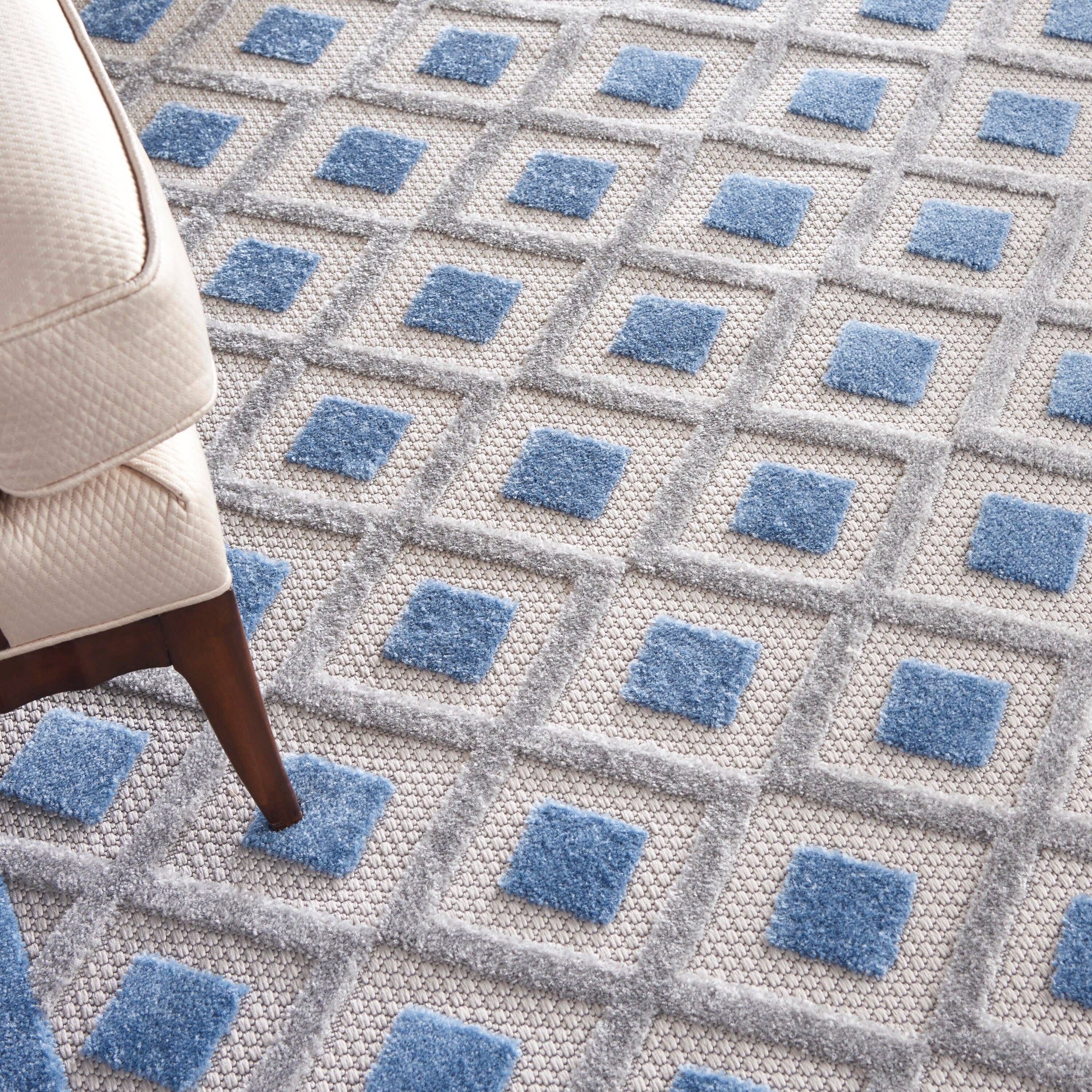 Nourison Home Splash 12' X 15' Diamond Area Rug, Blue/Gray, large