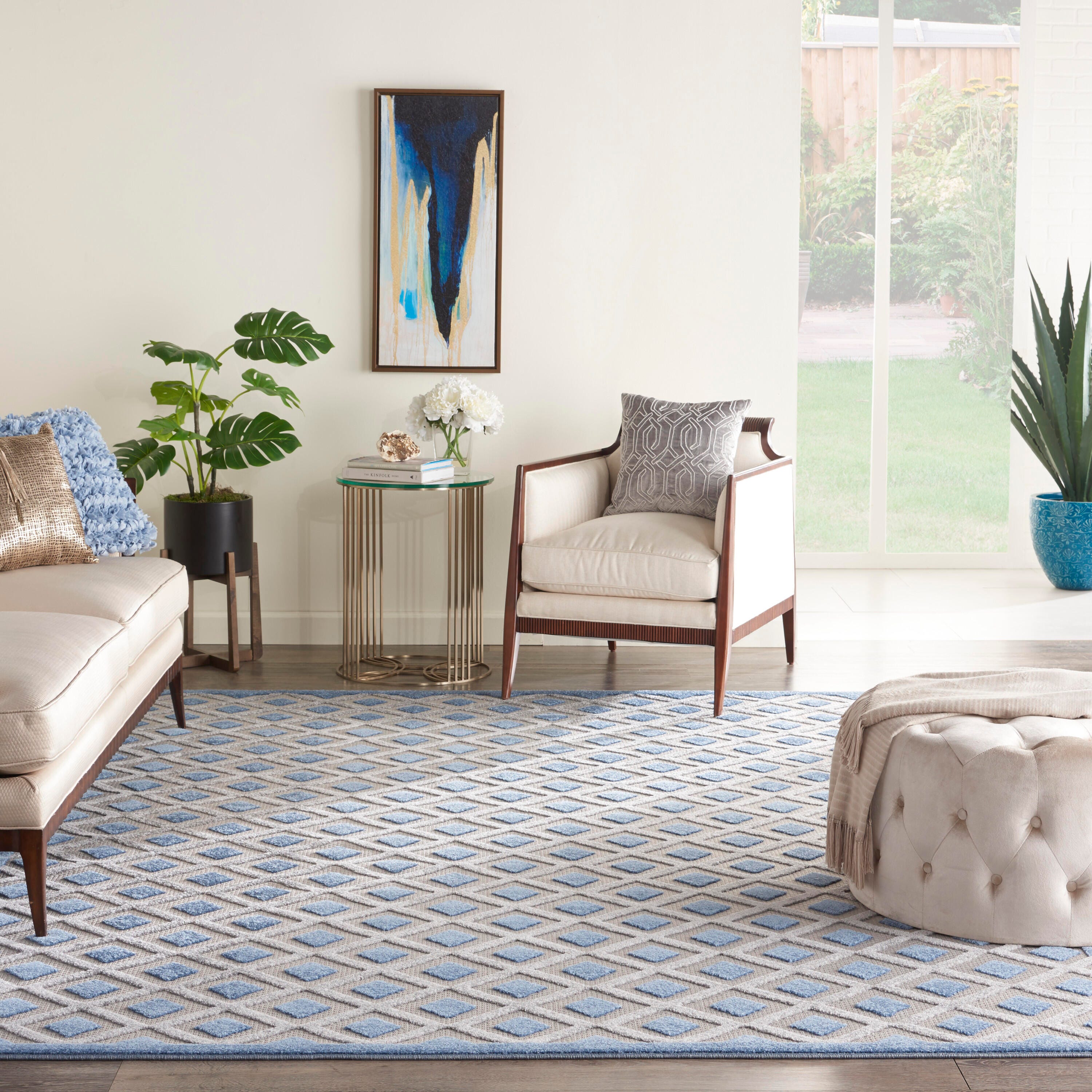 Nourison Home Splash 12' X 15' Diamond Area Rug, Blue/Gray, large