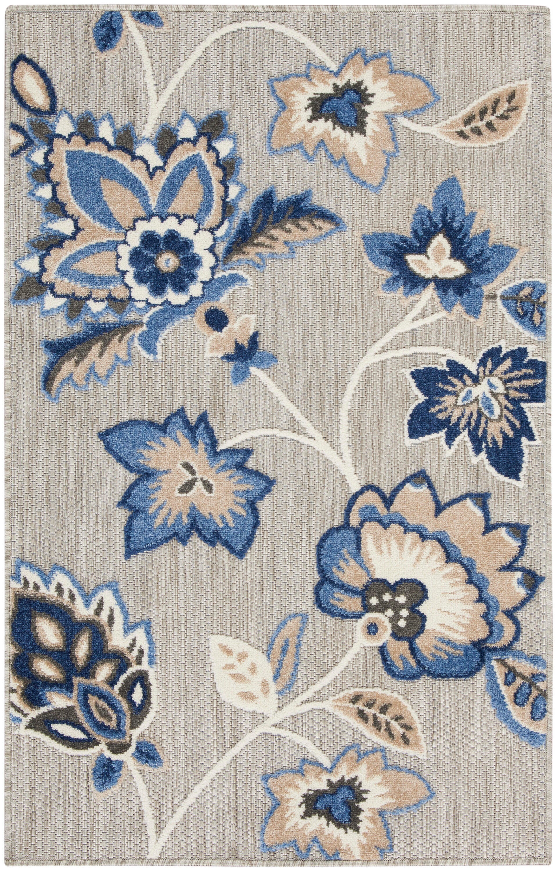 Nourison Home Splash 2'8" X 4' Floral Area Rug, Blue/Gray, large