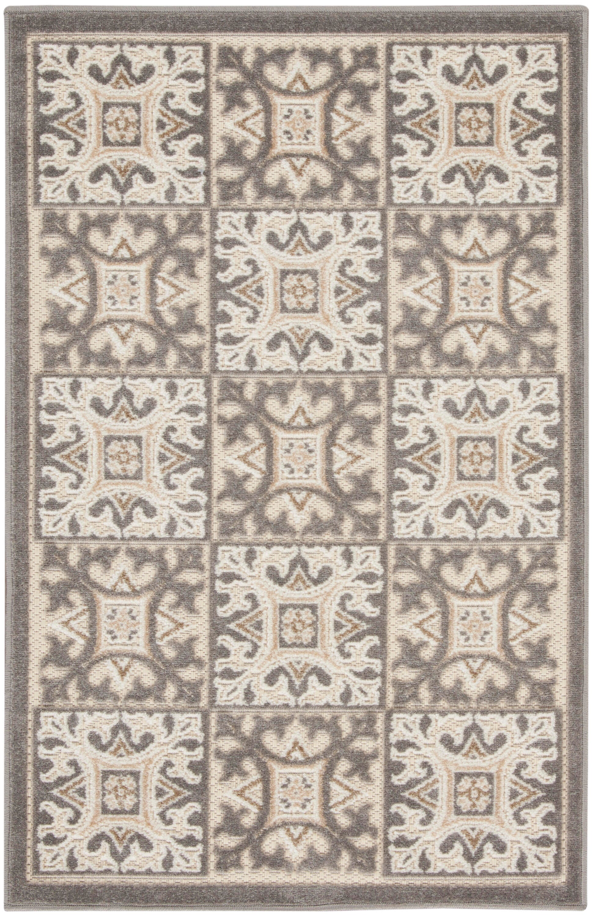 Nourison Home Splash 2'8" X 4' Small Geometric Area Rug, Ivory/Gray, large