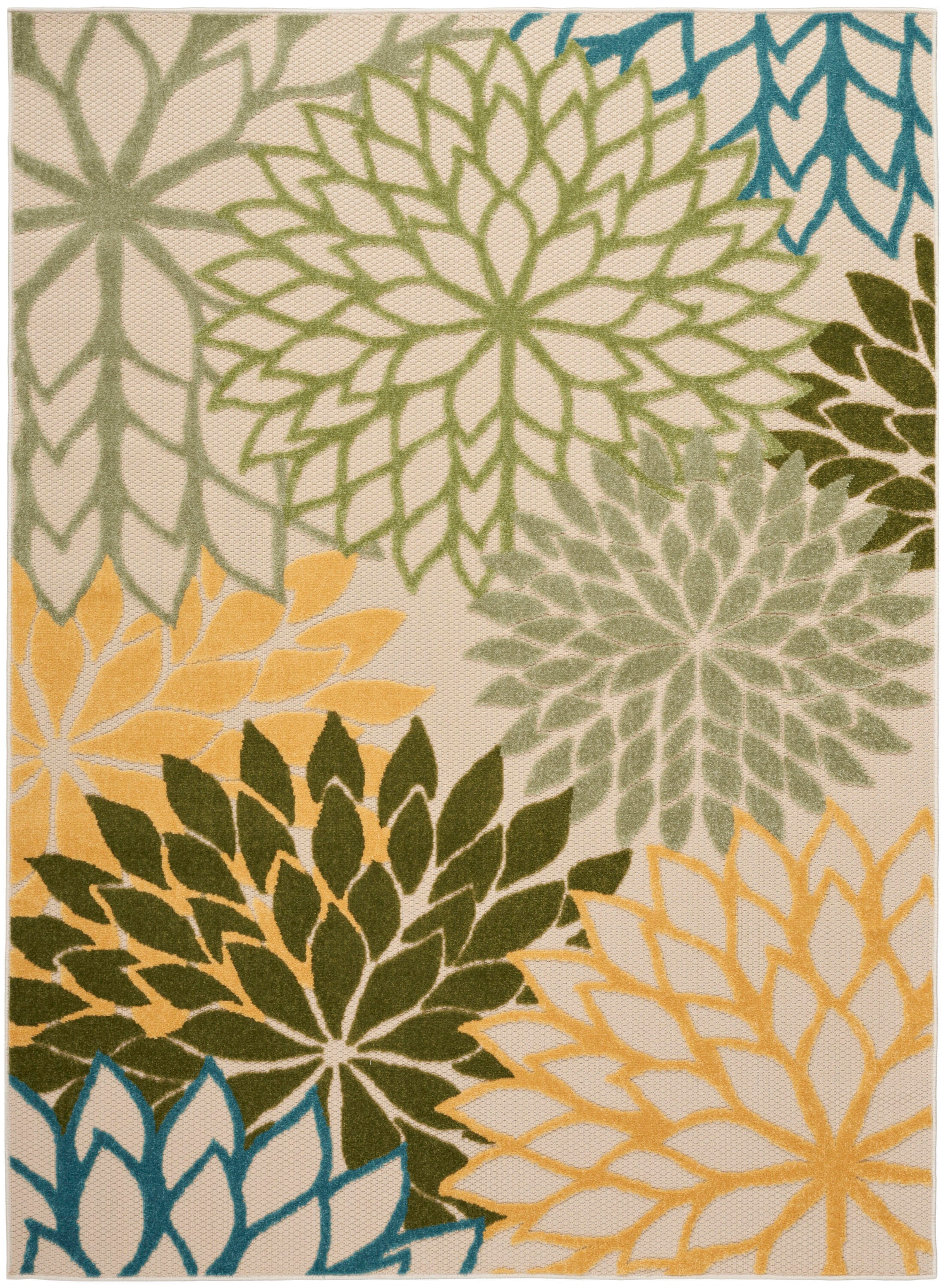 Nourison Home Splash 3'6" X 5'6 Dahlia Floral Area Rug, Green/Multi, large