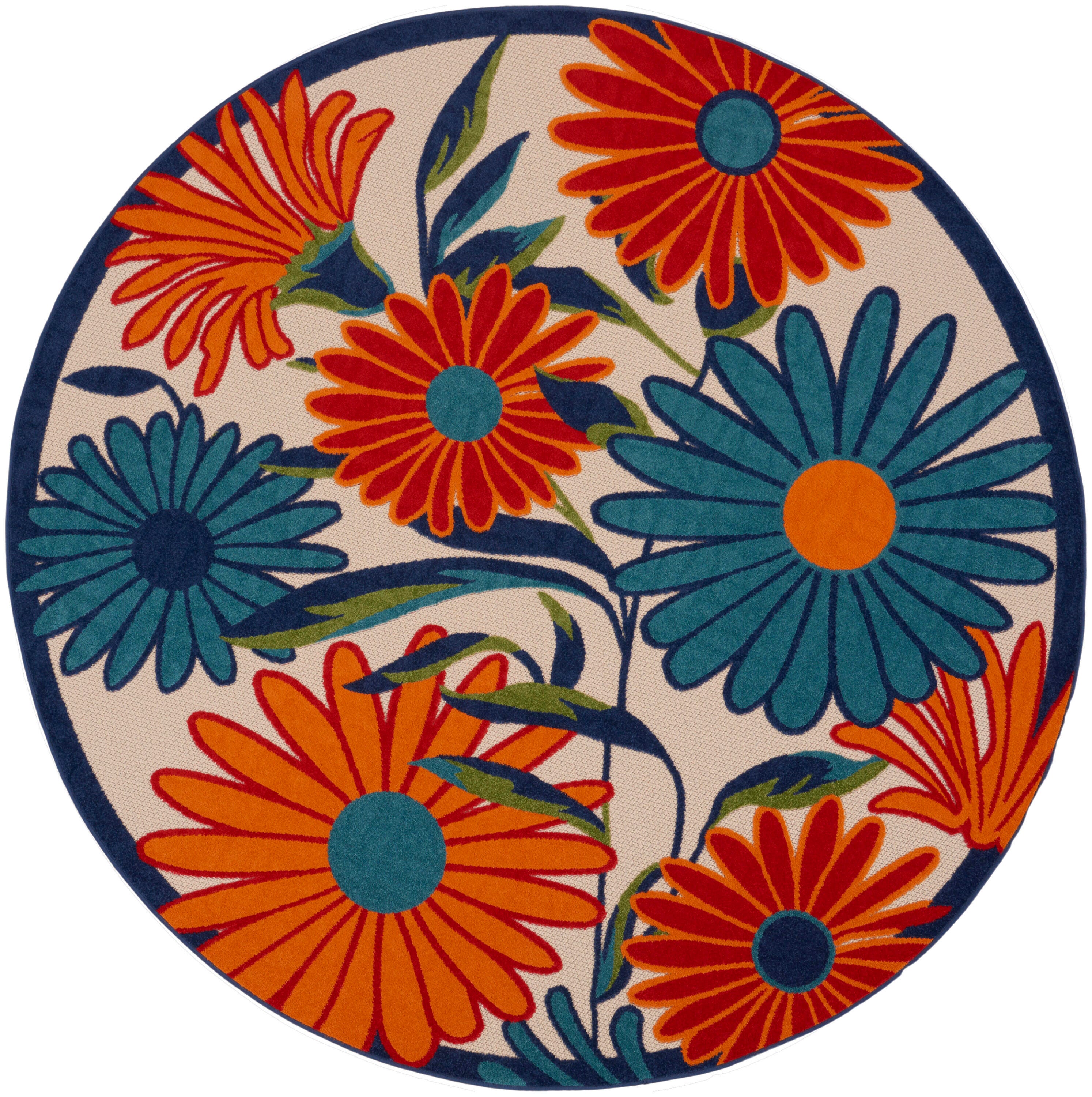 Nourison Home Splash 4' X Round Daisy Floral Area Rug, Multi, large