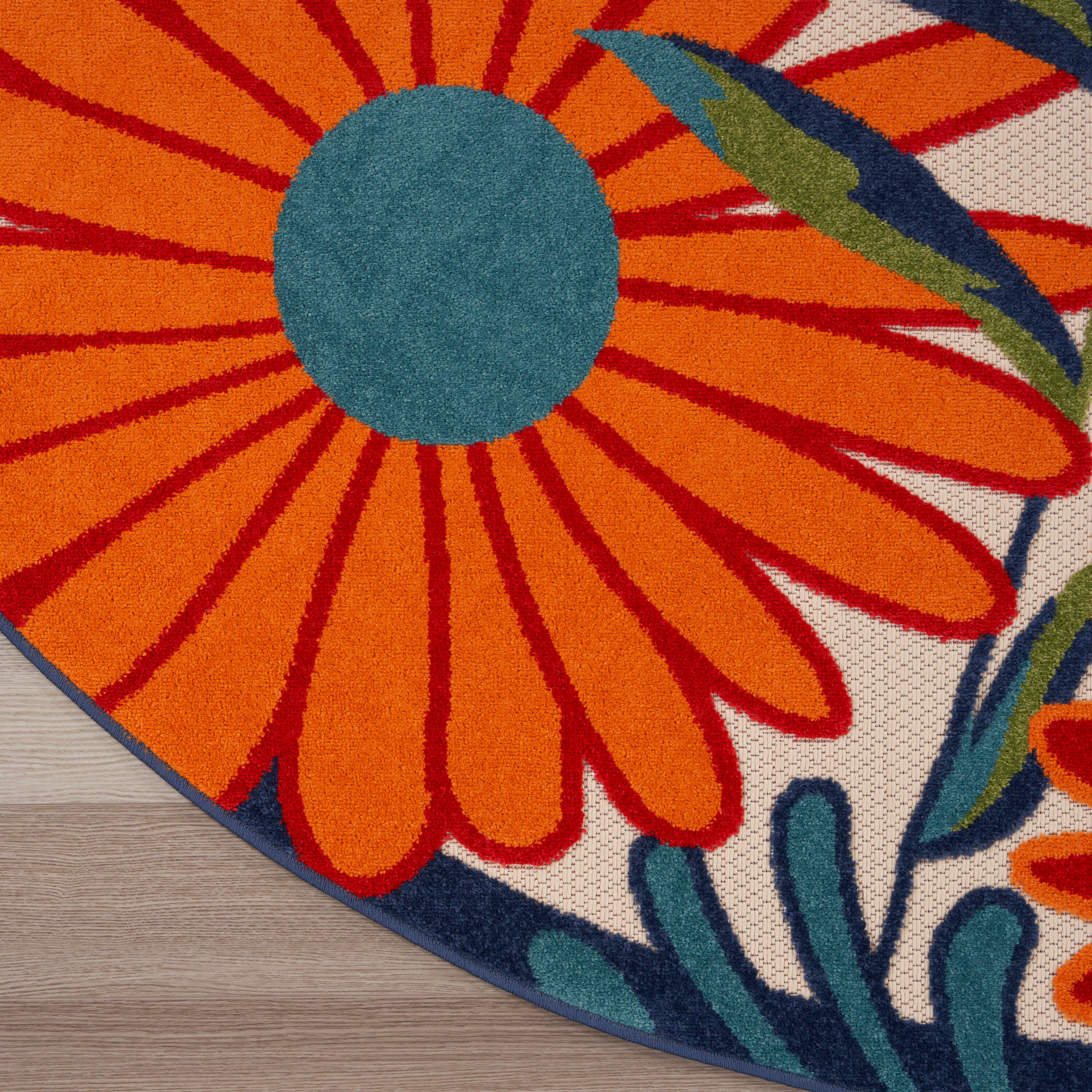 Nourison Home Splash 4' X Round Daisy Floral Area Rug, Multi, large