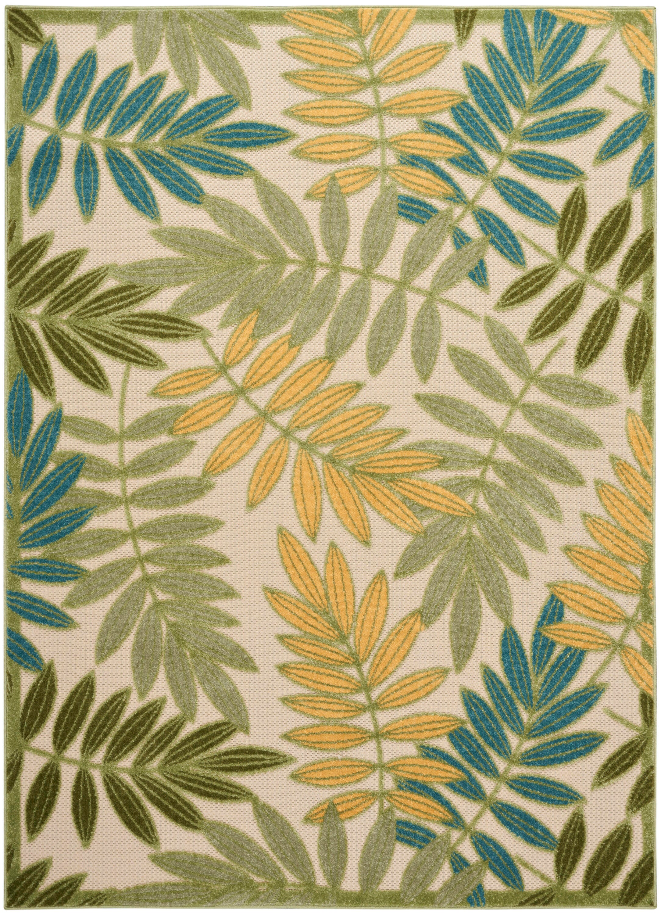 Nourison Home Splash 3'6" X 5'6 Botanical Pattern Indoor/Outdoor Area Rug, Green/Multi, large