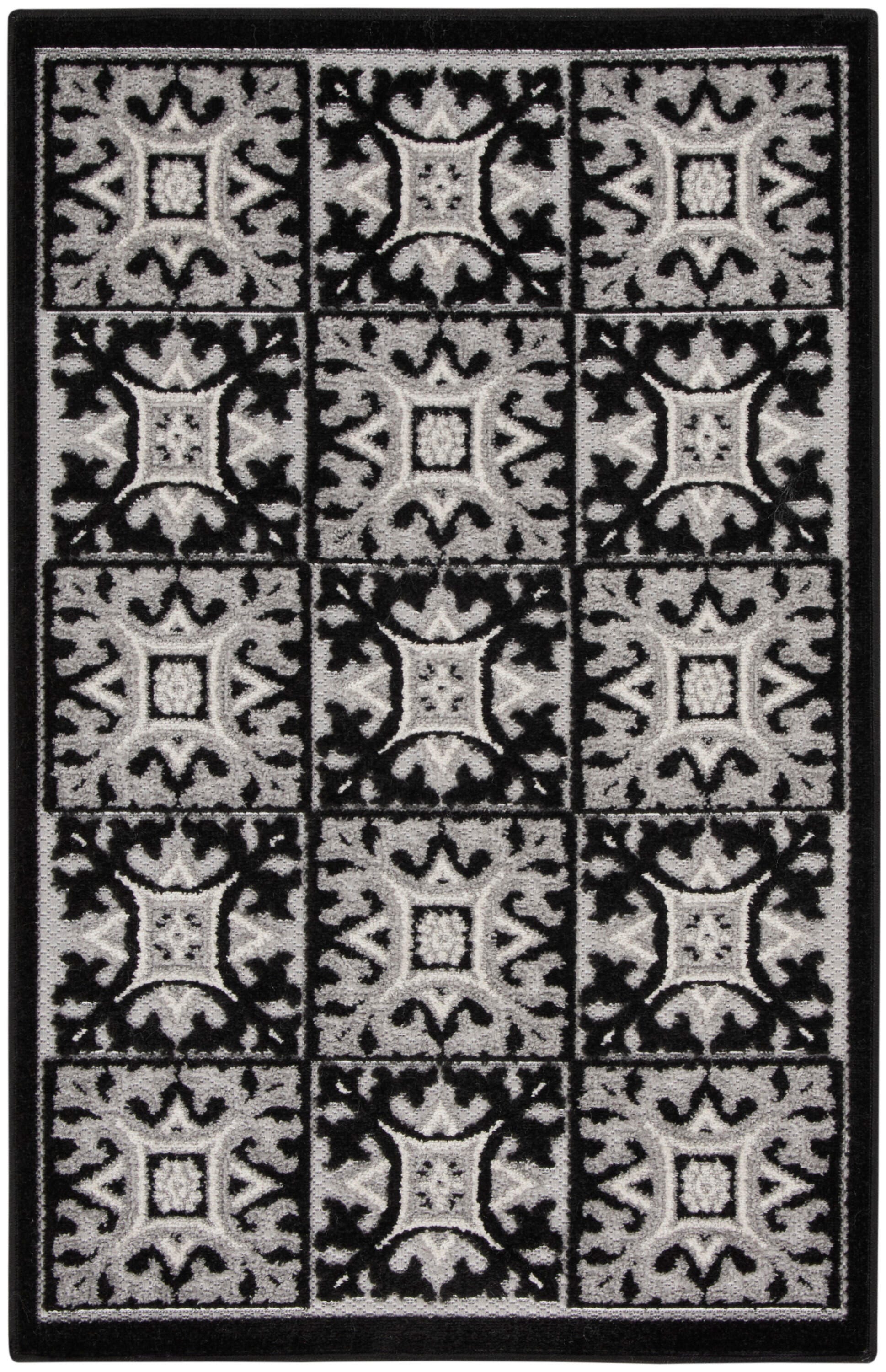 Nourison Home Splash 2'8" X 4' Small Geometric Area Rug, Black/White, large