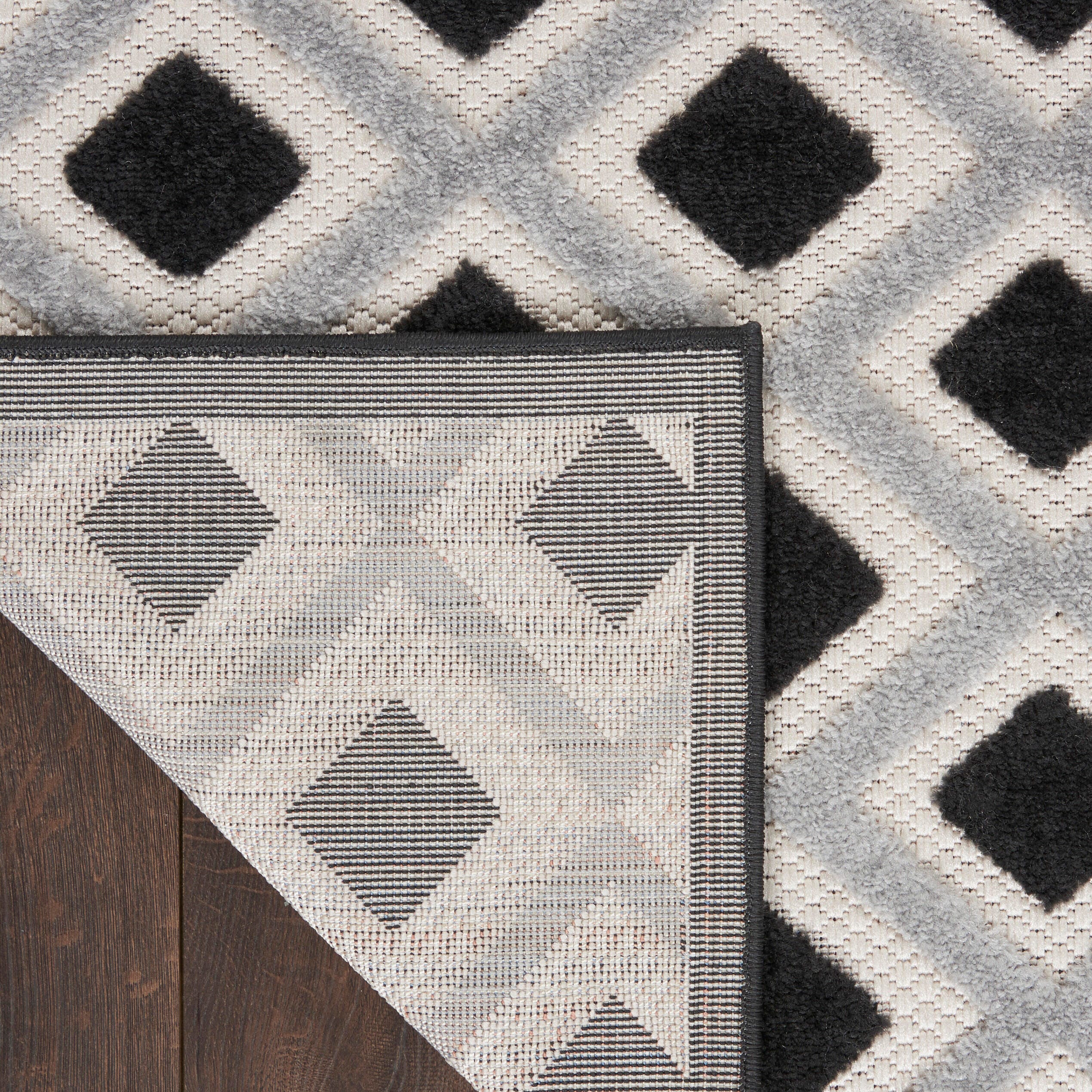 Nourison Home Splash 12' X 15' Diamond Area Rug, Black/White, large