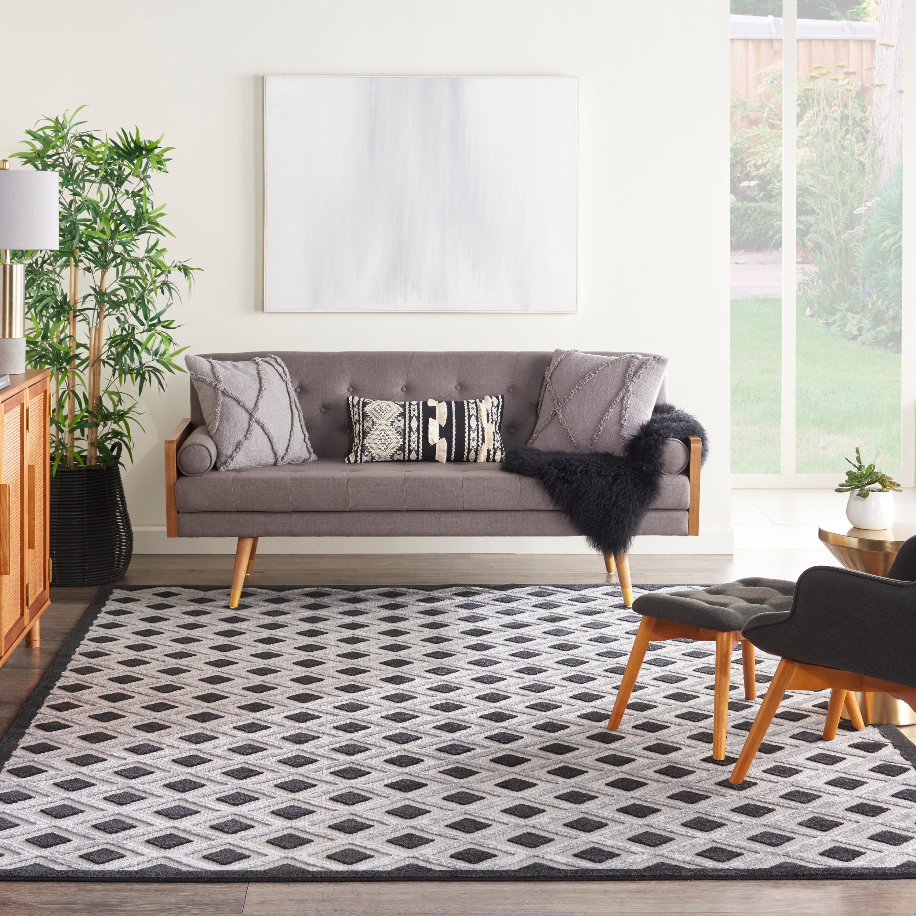 Nourison Home Splash 12' X 15' Diamond Area Rug, Black/White, large
